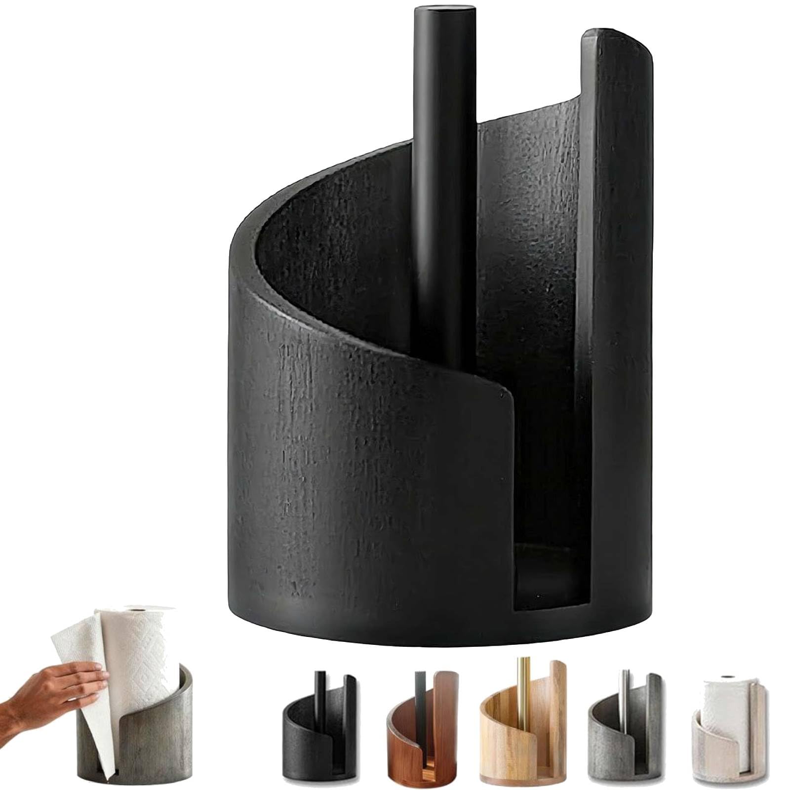 2026 New Mountain Paper Towel Holder Countertop,Wooden Paper Towel Holder with Iron Base,Effortless One-Hand Tearing,Fits Jumbo Rolls,Mango Wood Round Base for Kitchen Dining Table Home Decor