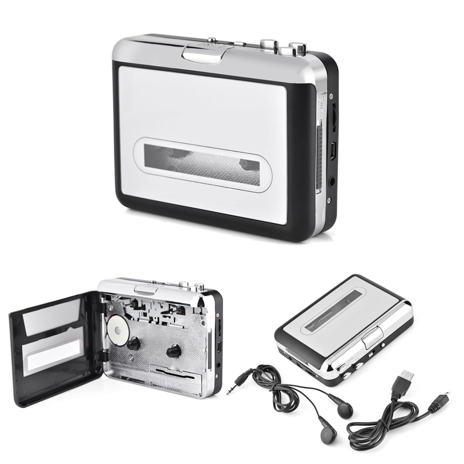 Convertisseur de Cassette vers CD Via USB, Convertisseur de Cassette USB vers PC MP3, avec Casque, Convertir pour Lecteur MP3 ou Graver sur CD