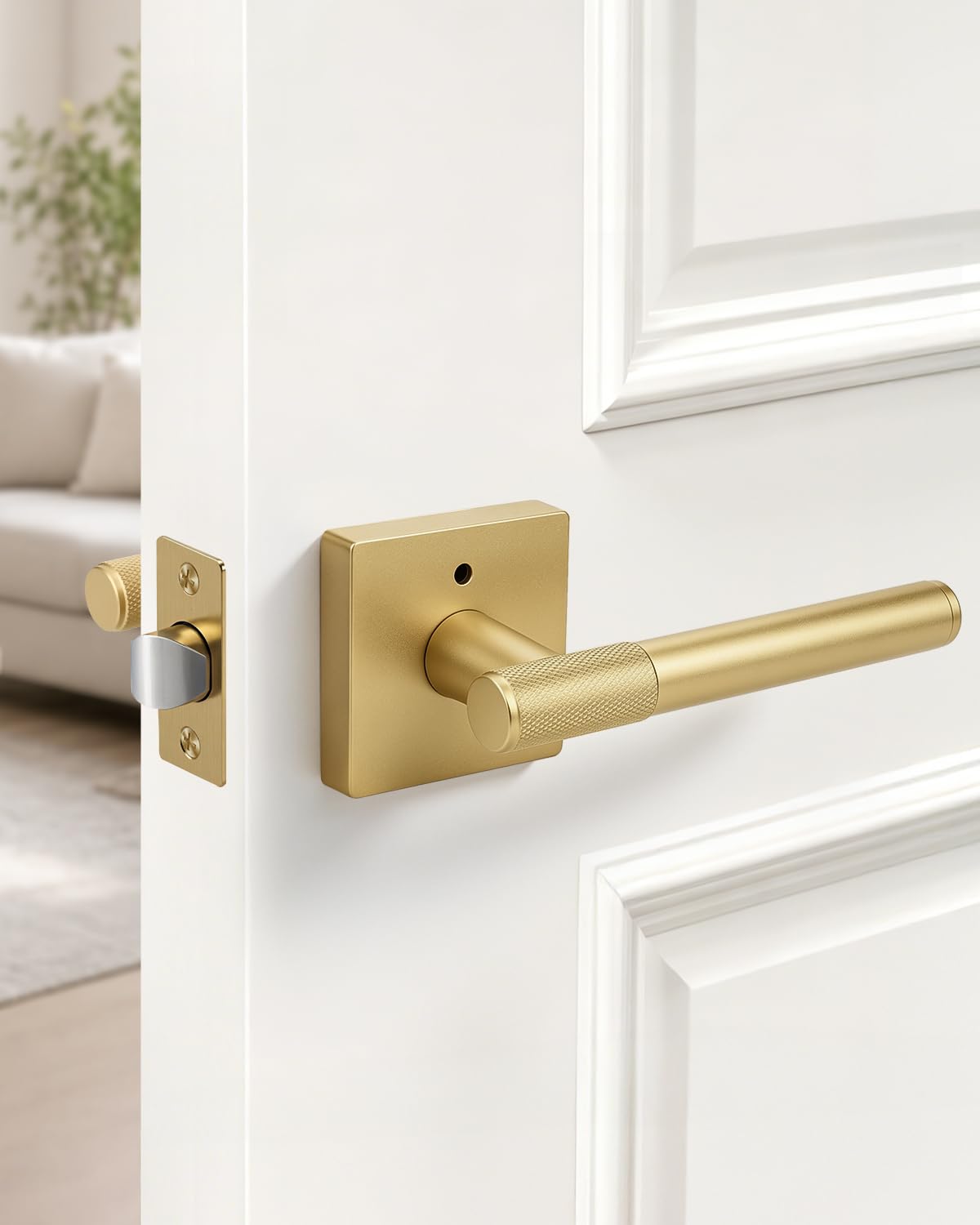 Golden Champagne Door Knobs - Modern Privacy Locks -7