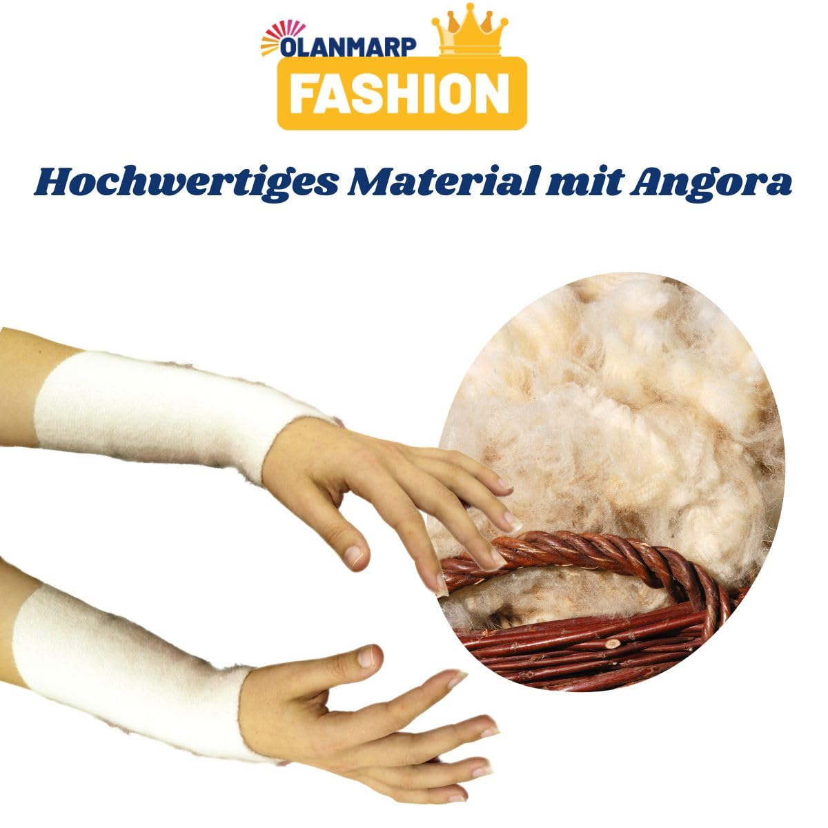 Fashion Angora Chauffe-pouls pour soulager la douleur (paire) – Qualité supérieure – Protégez et réchauffez vos bras, poignets avec de la laine naturelle angora de couleur blanche – Fabriqué