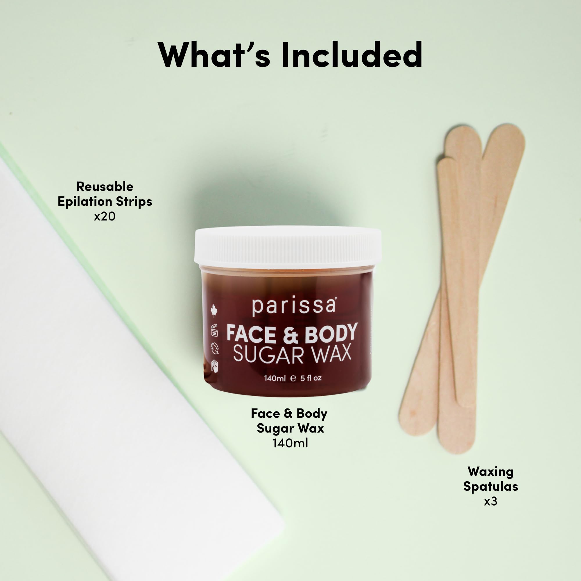 Parissa Natural Microwavable Sugar Wax for Facial Hair Removal | Gentle on Sensitive Skin, Hypoallergenic | Includes 20 Strips | 5 fl oz (140 mL)