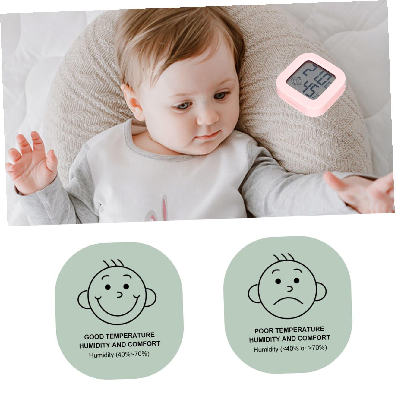 Abaodam 2 Ensembles Thermomètre Hygromètre Numérique Moniteur De Jauge D'humidité Hygromètre Électrique Hygromètre Pour Chambre De Bébé Abdos Couleur Aléatoire 4 Pièces * 2