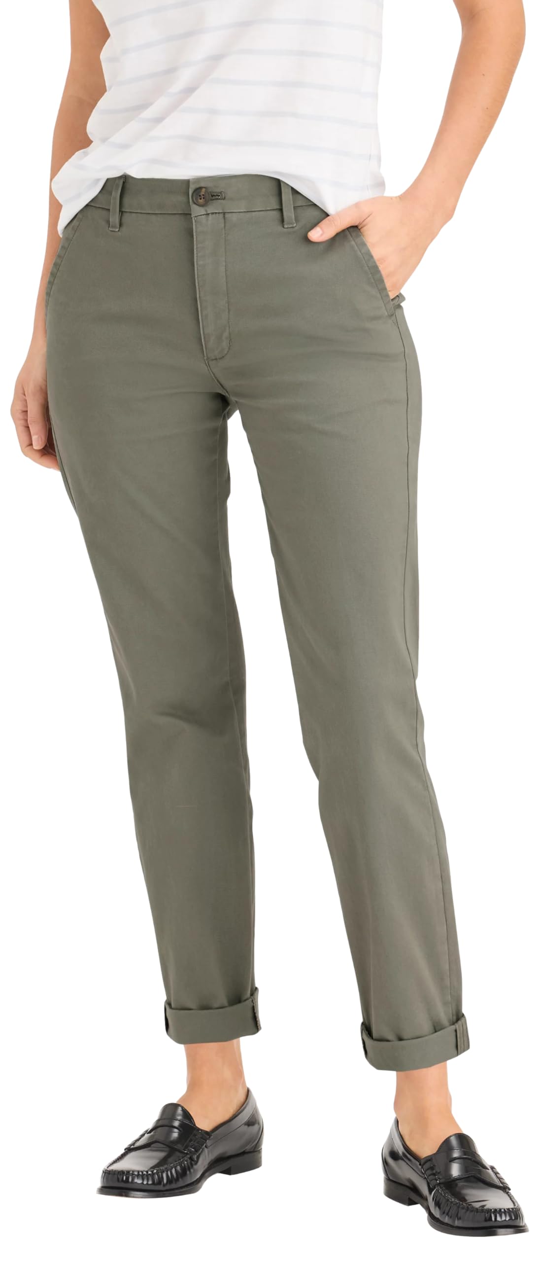 Dockers Women's Green Weekend Chino Slim Ankle Trousers, Camouflage, 29 W
