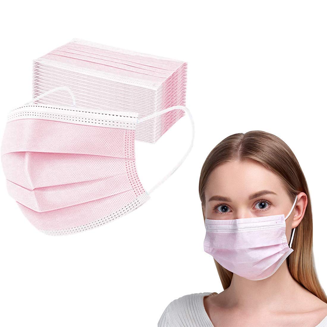 Sponsored Ad – 50PCS Disposable Face Masks with Elastic Ear Loop, 3-Ply Earloop Breathable Non-Woven Mouth Cover Mask for ...