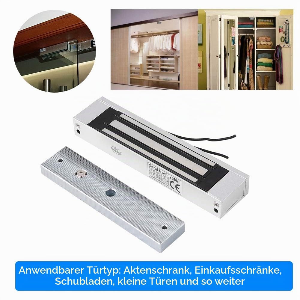 Sonew Elektromagnetisches Schloss, 180 KG Elektrische Magnetverschluss für Tür Eintrag Zugang Sicherheitssystem 12 V Elektromagnetische Sperre