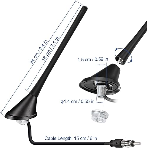 Miniatura 4 de Eightwood Antena de radio AM FM estéreo para automóvil, reemplazo universal de antena de montaje en techo con base de montaje, conector de enchufe