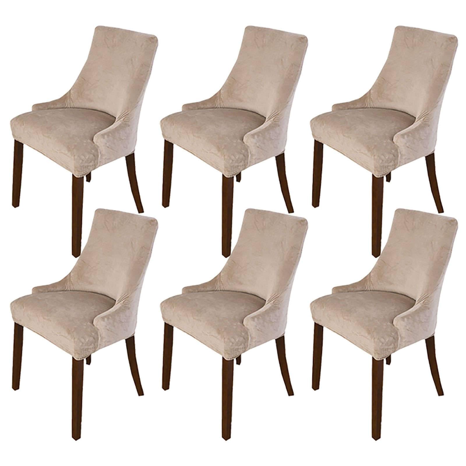 Elastischer Samtbezug for Ohrensessel, 1er-Set, Dicker Esszimmerstuhlbezug, Abnehmbarer, waschbarer Sesselschutzbezug, Gold, 1er-Set(Kaki,Lot de 6)