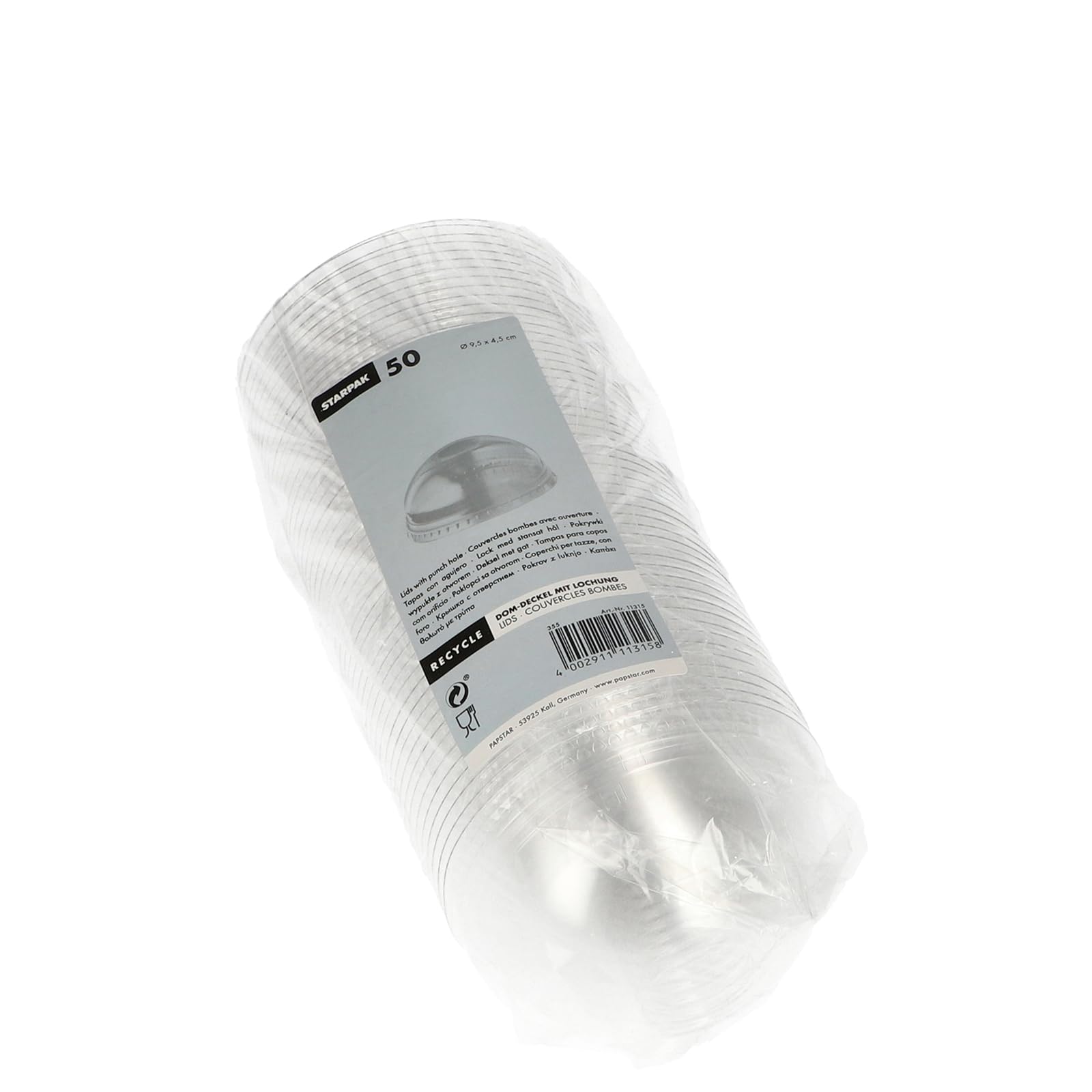 PAPSTAR 800 Dom-Deckel Hurricane, PET rund Ø 9,5cm 4,5cm glasklar mit