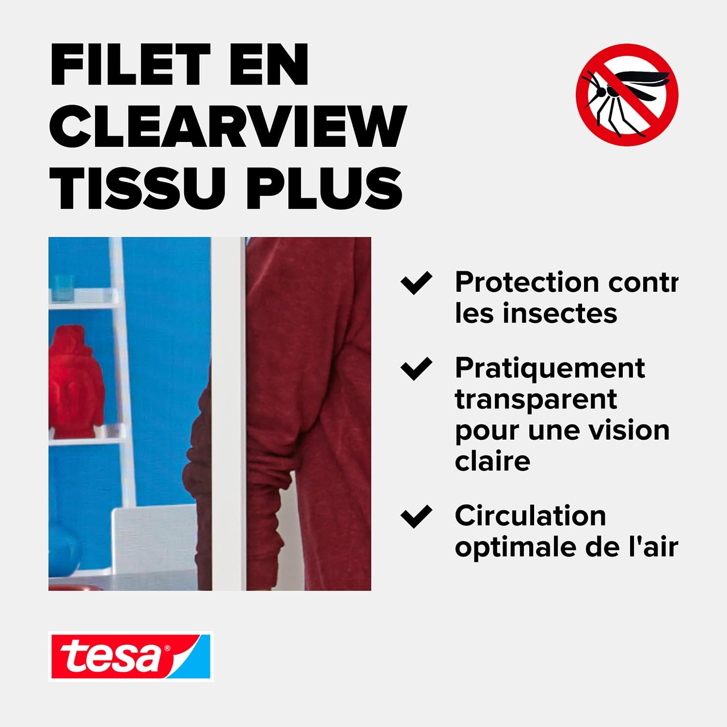 tesa INSECT STOP Moustiquaire Porte, Cadre en Alu - 100 x 220 cm - Blanc