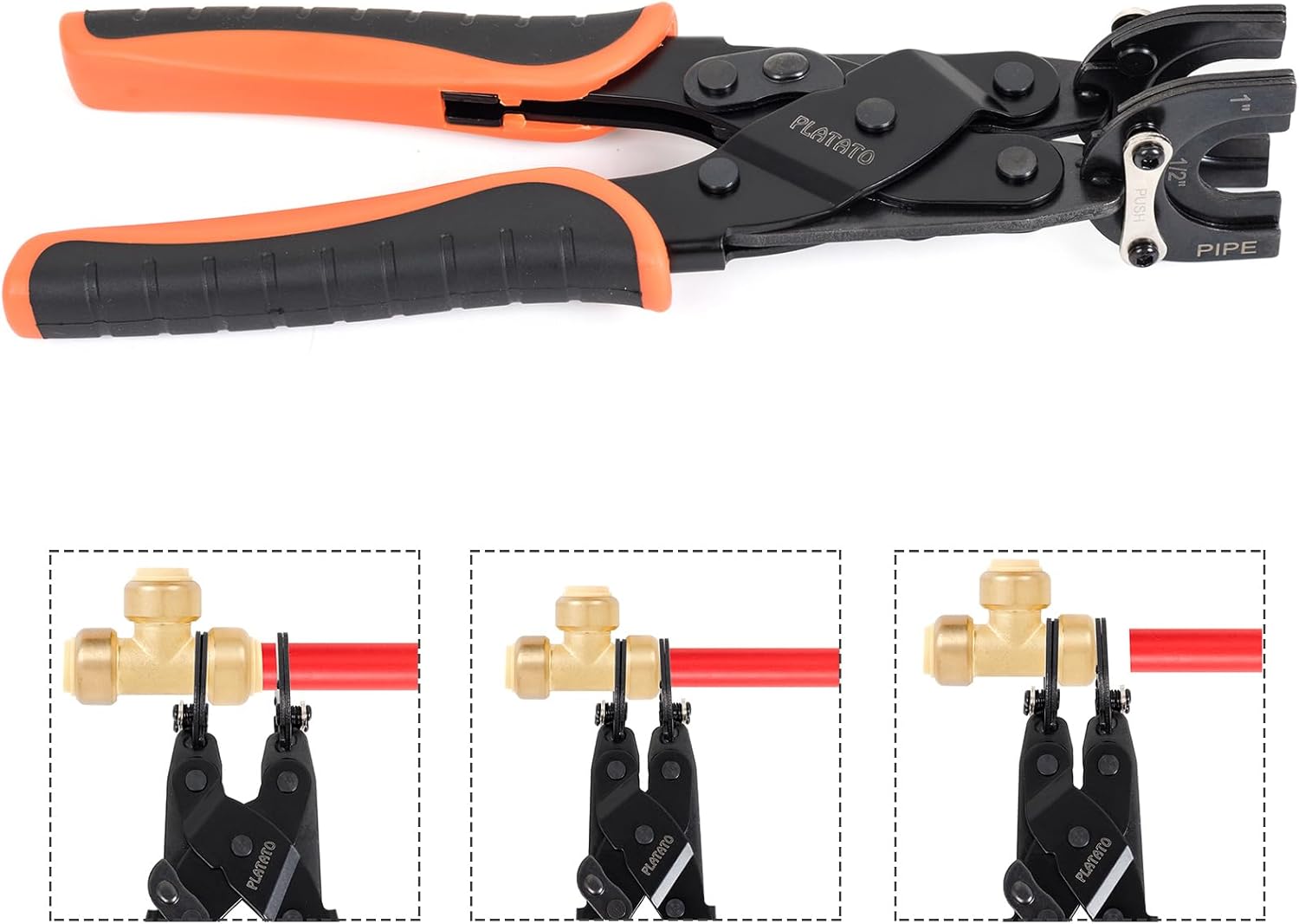 PLATATO Push to Connect Removal Tool Disconnect Tongs Tool for 1/2”, 3/4”, 1” Push in Fittings Plumbing Tools for Removal PEX PVC Copper Pipe