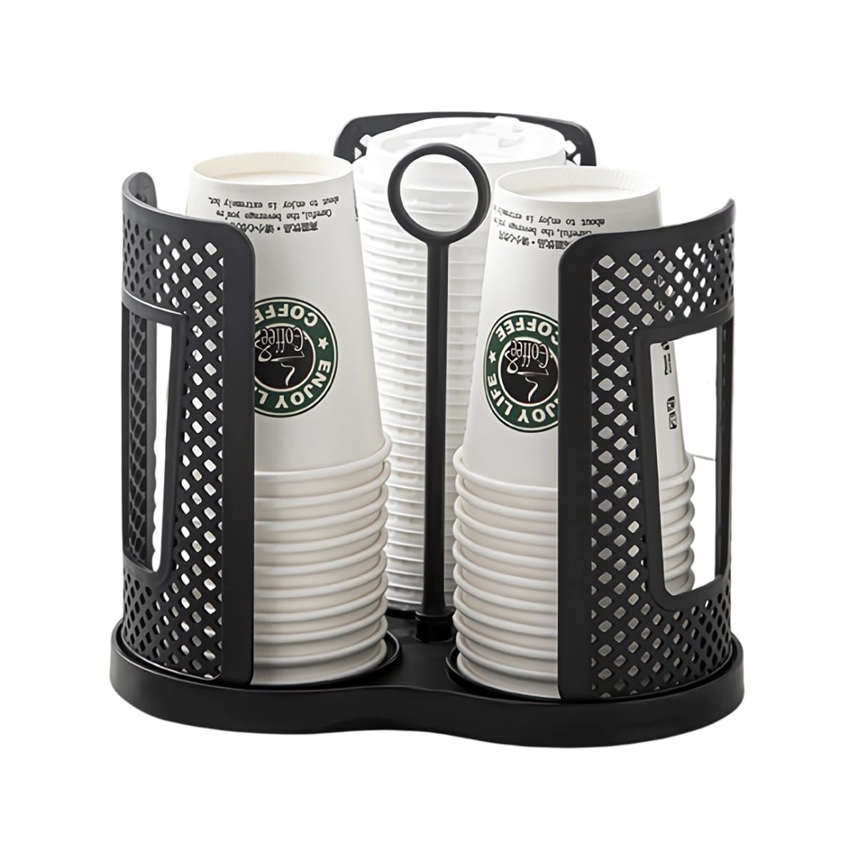 Upgraded Rotatable Coffee Cup Dispenser with 3 Compartments, Atavarna Cups and Lids Holder for 5-18oz Cups Organizer for Restaurant, Coffee Station, Bar, Office, Home-8.85