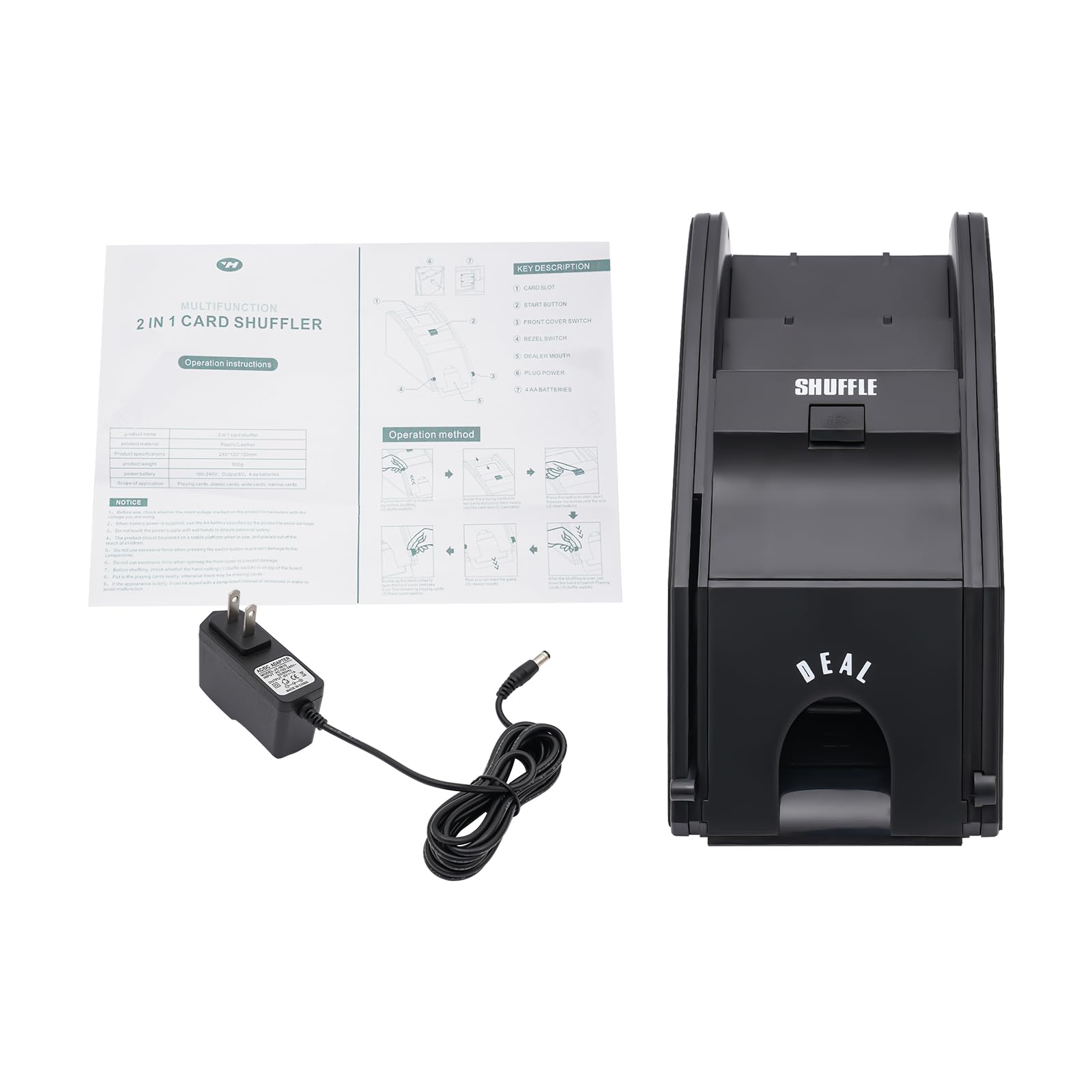 Macchina automatica Shuffler della carta, casinò elettronico, strumento elettrico di mescolamento 2in1 del rivenditore rotante per carte di carta e plastica