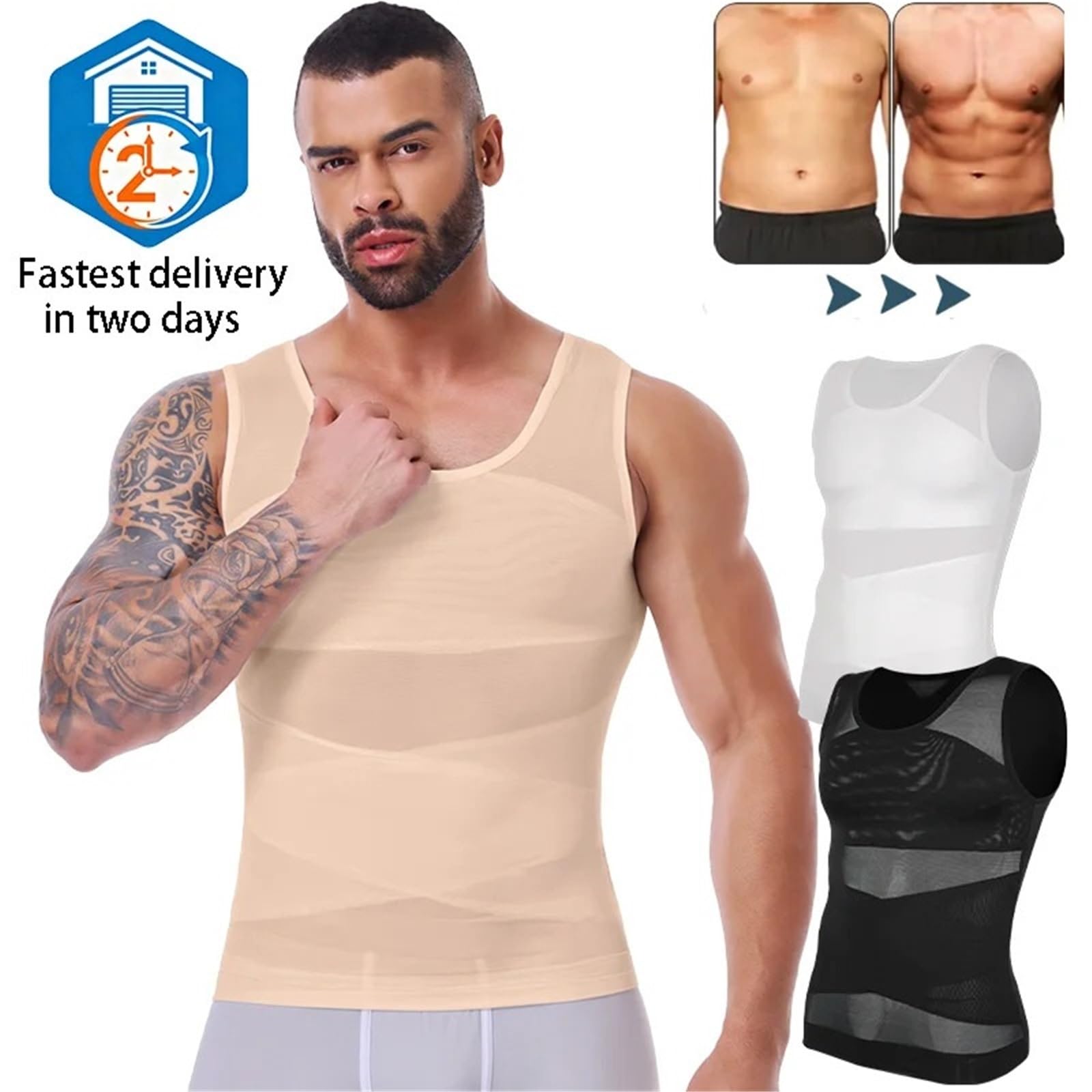 Cinturón Abdominal para Hombre Camiseta de compresión sin Mangas Malla Cruzada for Hombre, Transpirable, Moldeadora, Faja Reductora, Control Abdomen, Corporal