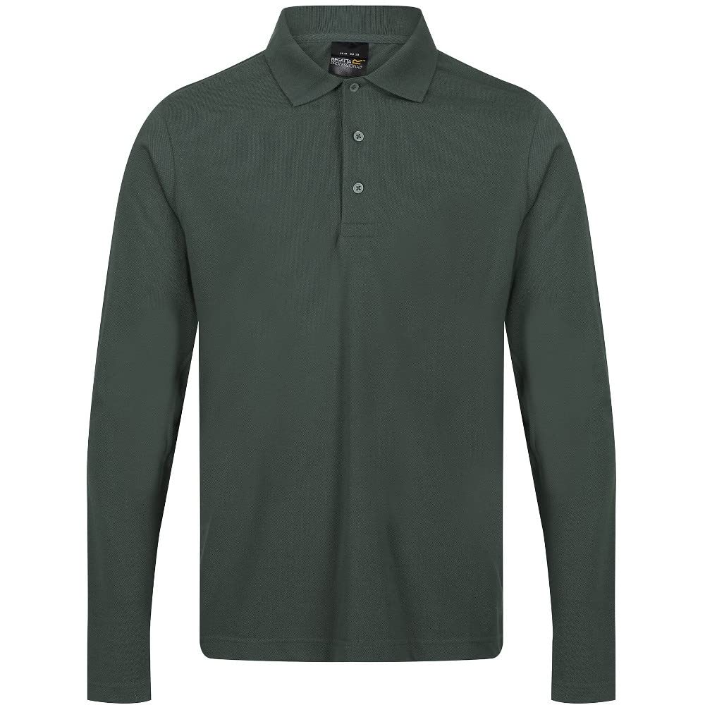 Regatta Professional Mens Pro 65/35 Classic Long Sleeve Polo Shirt - Perfect for Workwear or Casual Dark Green