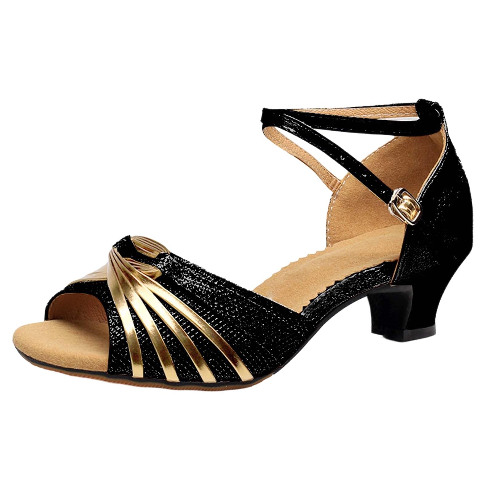 Scarpe alte da donna eleganti sandali con cinturino per danza latina – Comodo tacco medio con cinturino alla caviglia e punta aperta