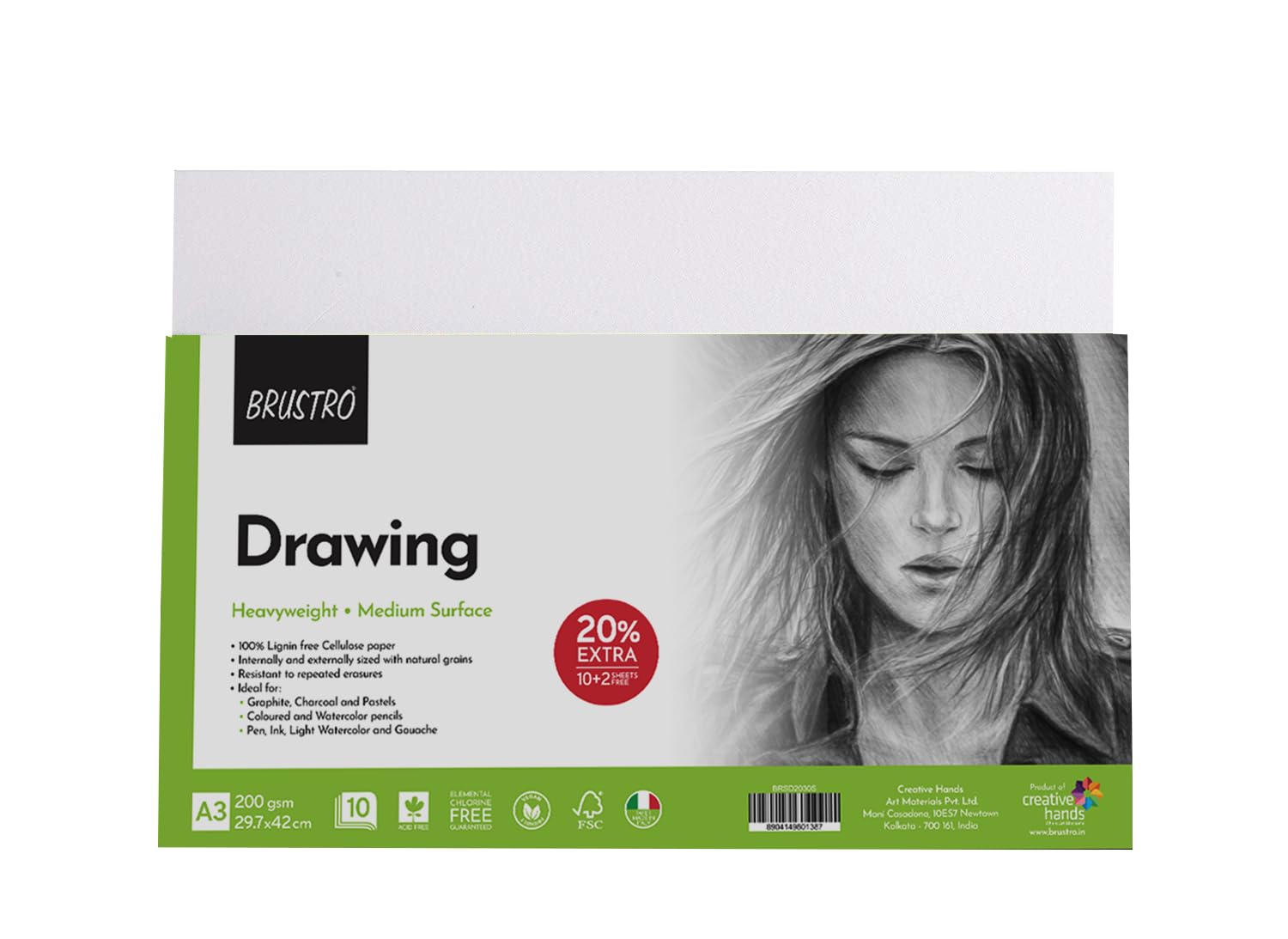 Brustro Artists Drawing Paper 200 GSM A3 (Pack of 10 + 2 Free Sheet)-image-40