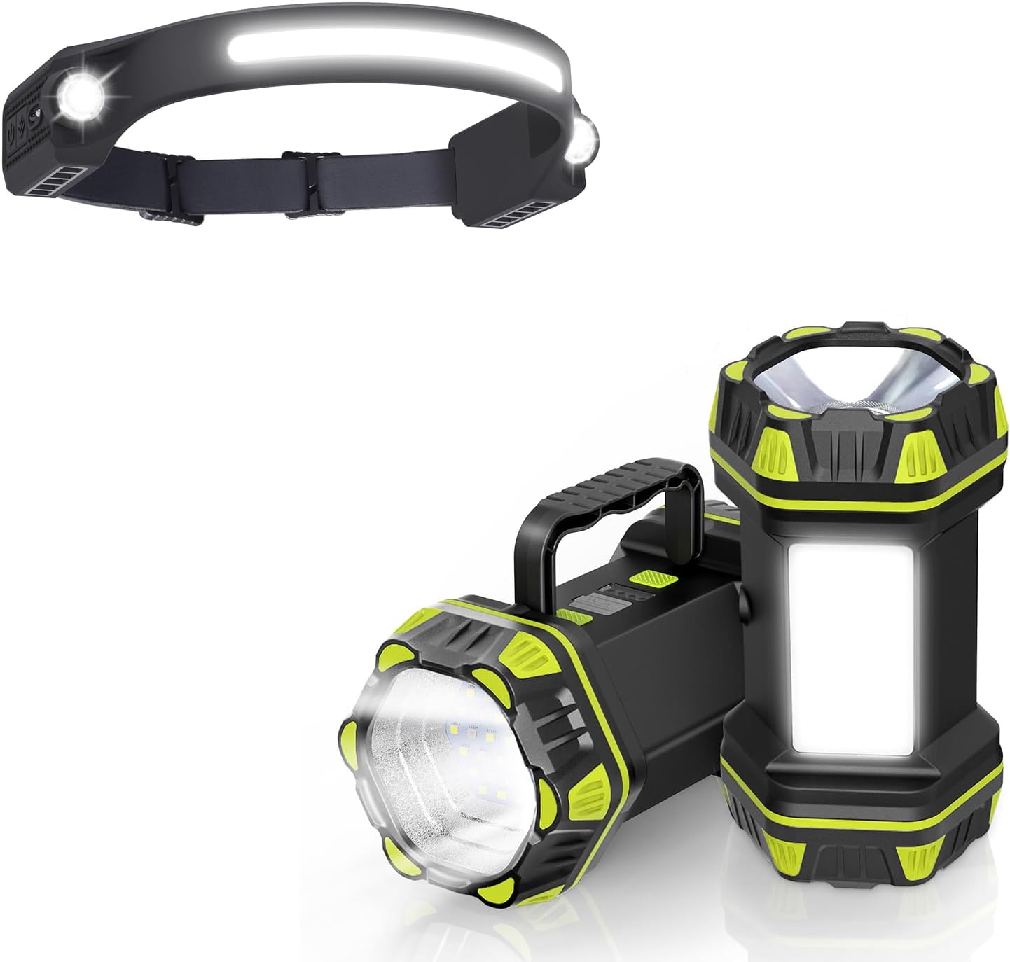 AlpsWolf LED Headlamp Rechargeable with 2 Pack Camping Flashlights Rechargeable