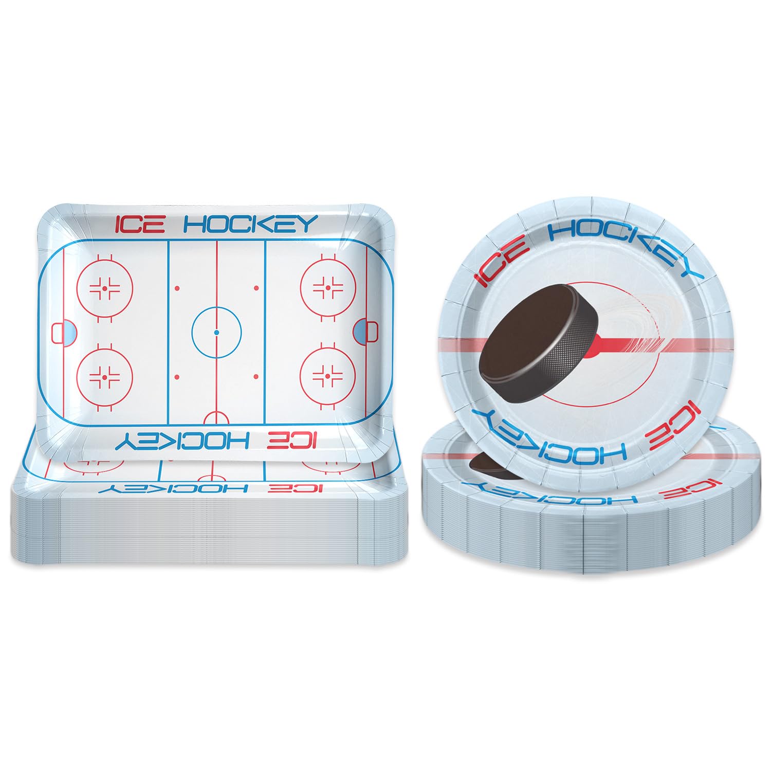 Assiettes de fête de hockey grand format de 22.9 cm en carton