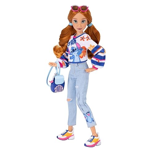 Disney ILY 4EVER Fashion Dolls Red Hair Stitch 11.5" Tall with 13 Points of Articulation, Two Complete Mix-and-Match Outfits and Mickey Ring for You!