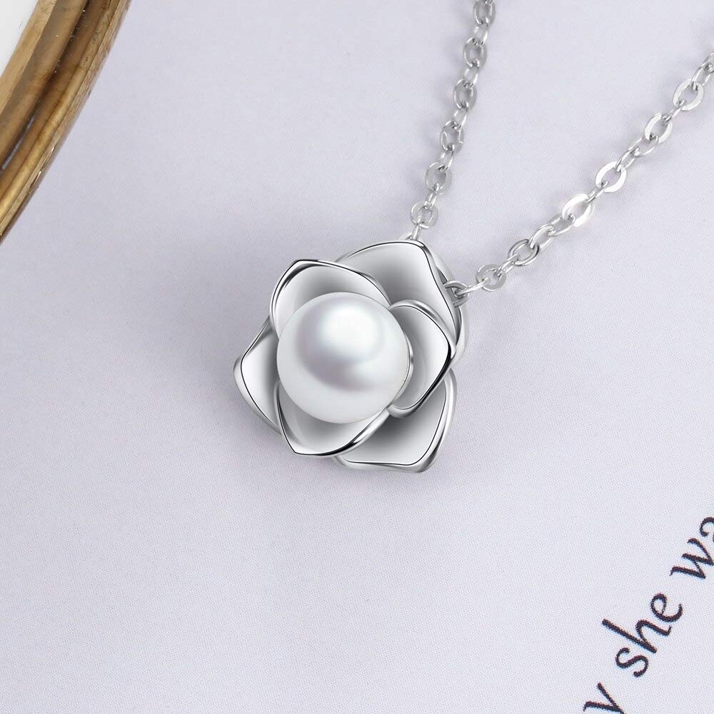 LYGBAOFUL Fiore con Collana di Perle Ciondolo Ciondolo Gioielli a Catena Lunga Regalo per Donne Ragazze Goccia