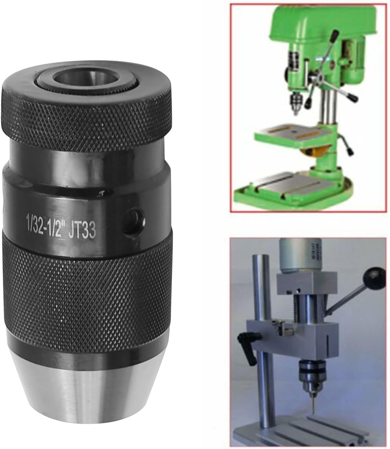 1/32" -1/2" JT33 Chuck MT2-JT33 Drill Chuck Adapter R8 Keyless Chuck
