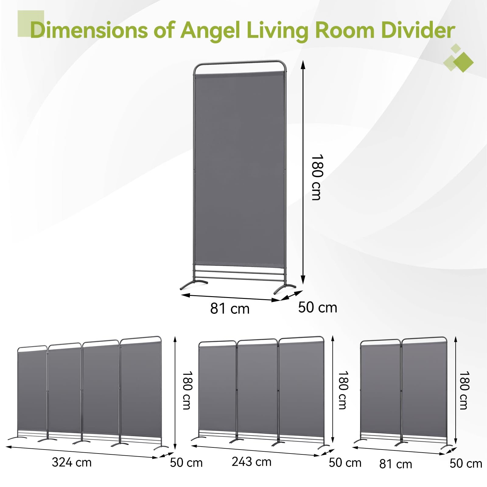 Angel Living Paravento con un Pannello, Decorazione Elegante, Separatore di Ambienti, Divisorio di Camere, 80 x 180 cm (Grigio)