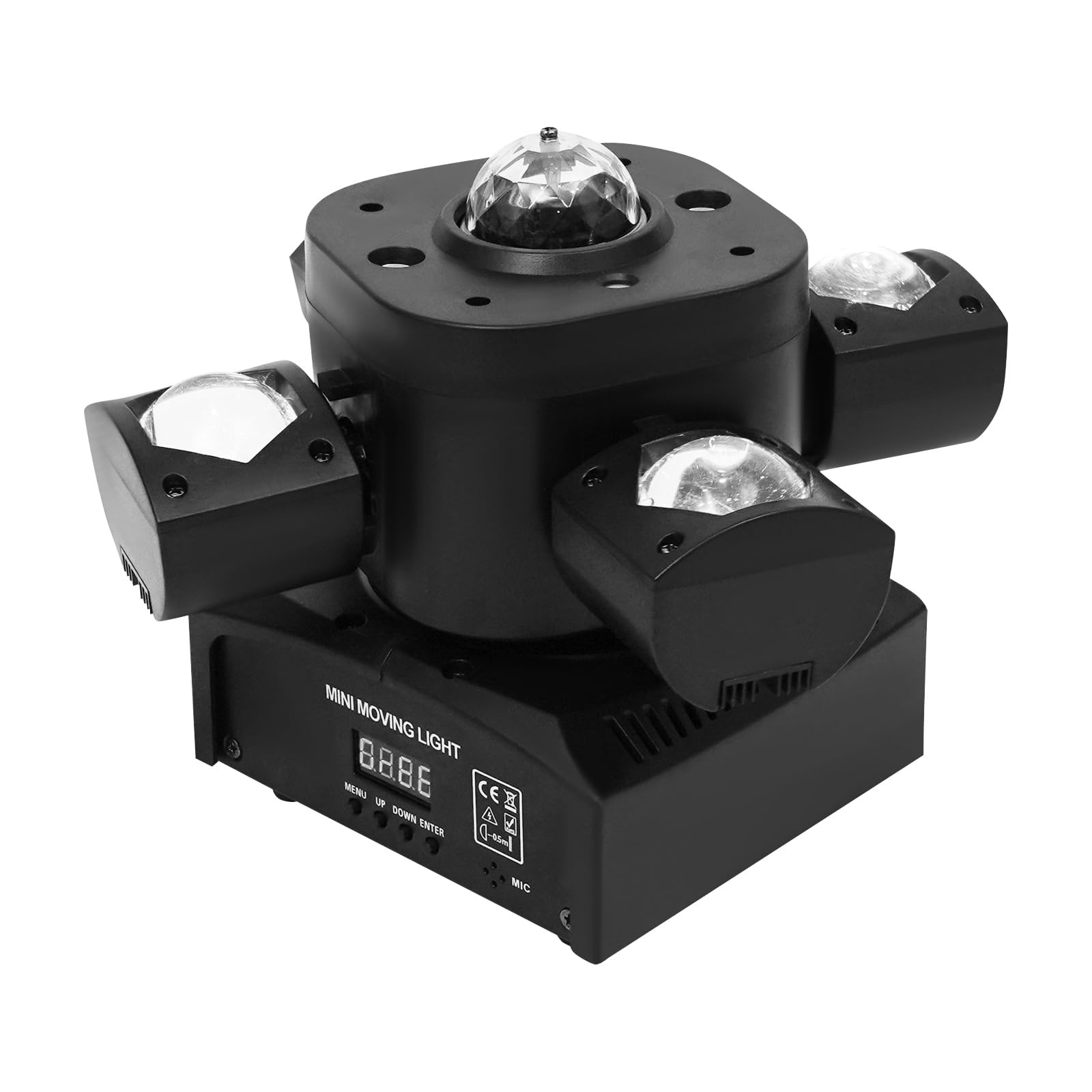Moving Head LED, Disco Licht Scheinwerfer, RGBW Partylicht LED Strahler | DJ Light mit 4 Lichtarmen, DMX512/Soundaktivierung/Fernbedienung für DJ Bar Geburtstag Disco Hochzeit Partykeller Bühnenlicht
