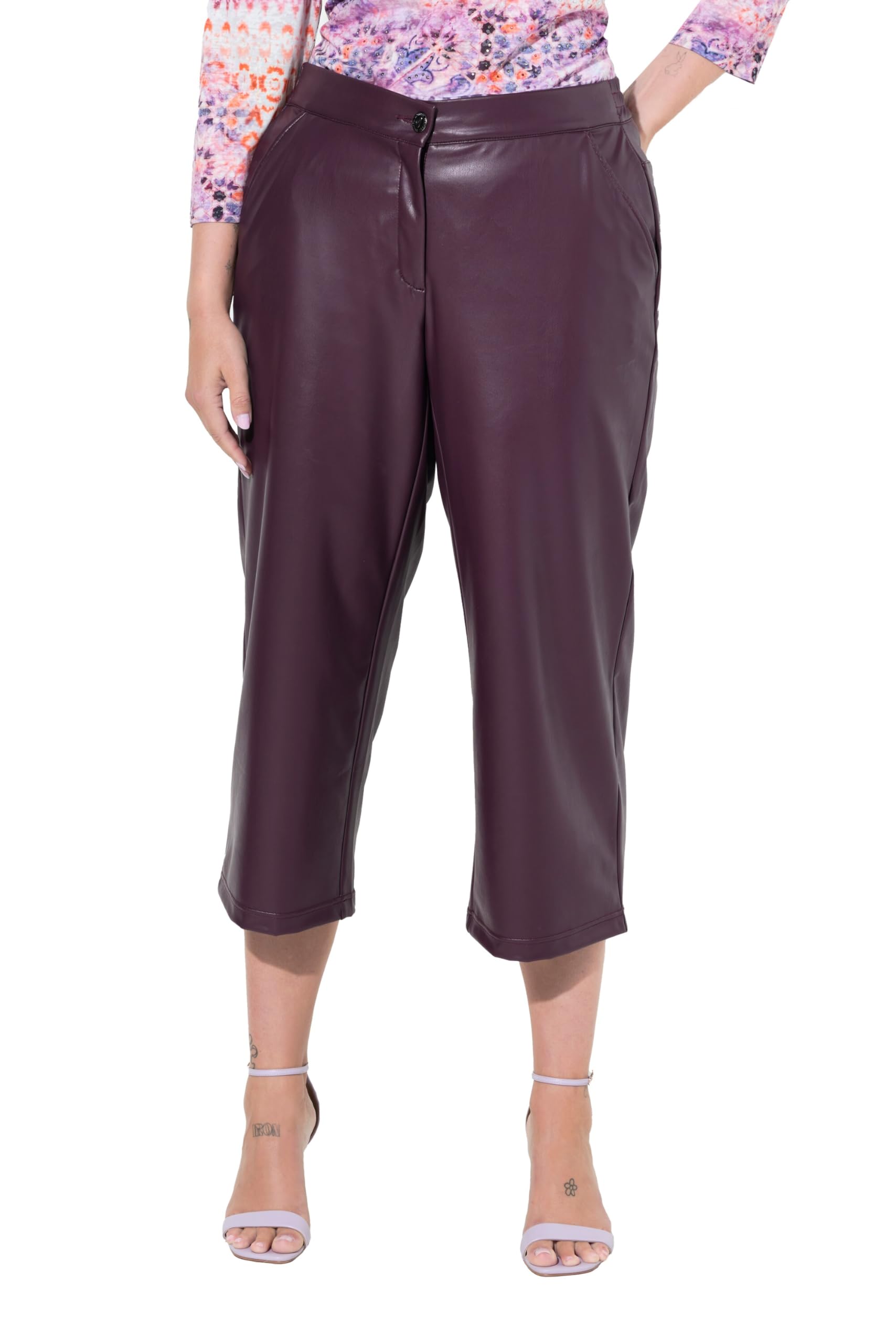 MIAMODA Damen große Größen Übergrößen Plus Size Culotte, weites Bein, Lederoptik 835159