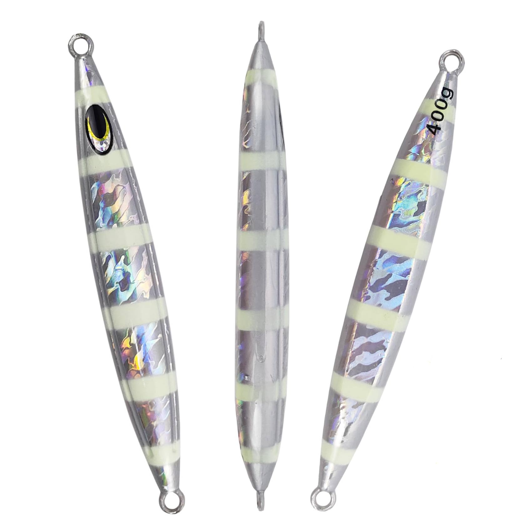Eupheng Heavy Duty Fishing Jigs Saltwater 200g/300g/400g/500g, Glow in Dark Roller Slow Fall Lead Jig Deep Sea Fishing Jigging Lures for Tuna, Salmon, Sailfish, Grouper Snapper