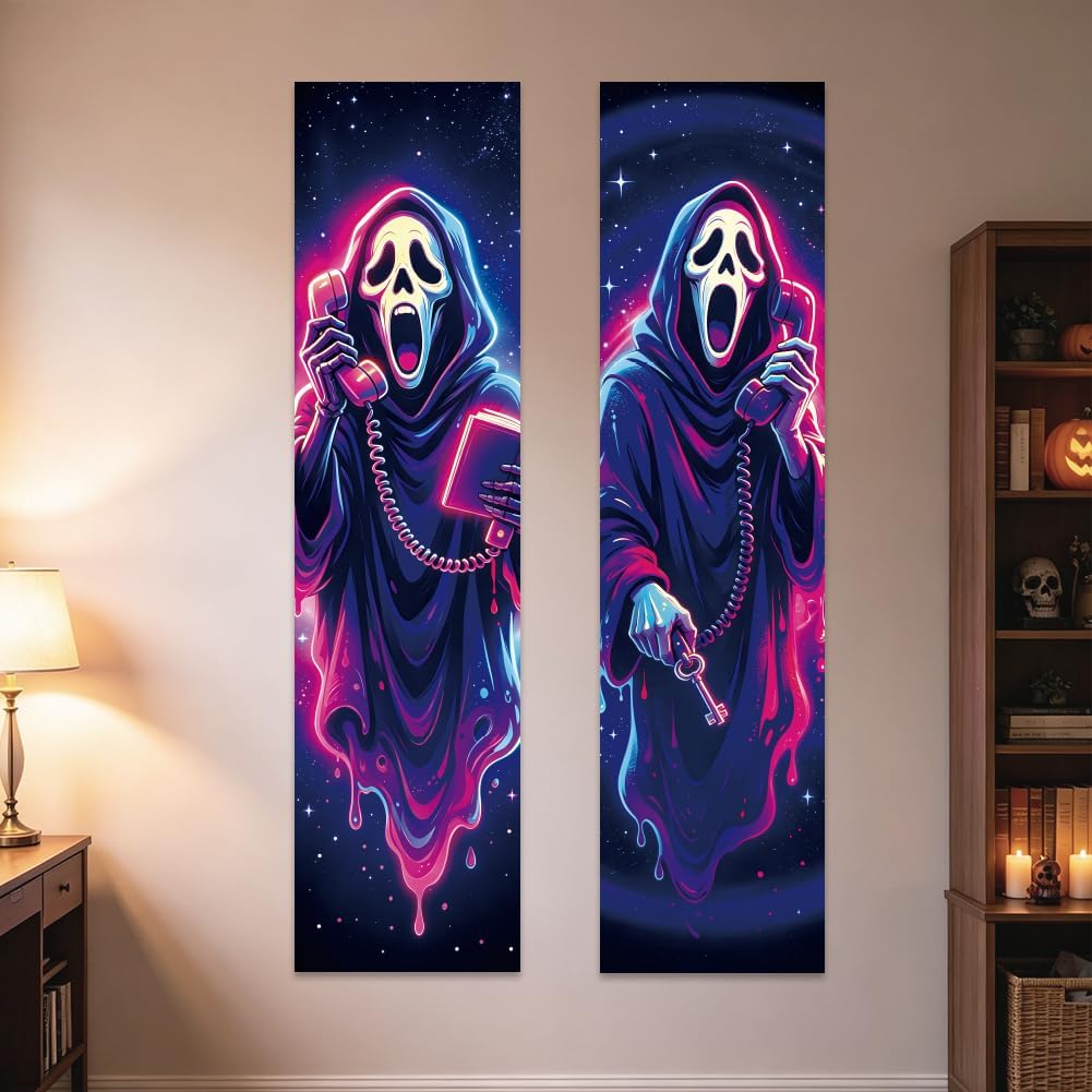 ACRNIGHEET 2Pcs Blacklight Tapestry Ghostface Black Light Poster Decor image 4