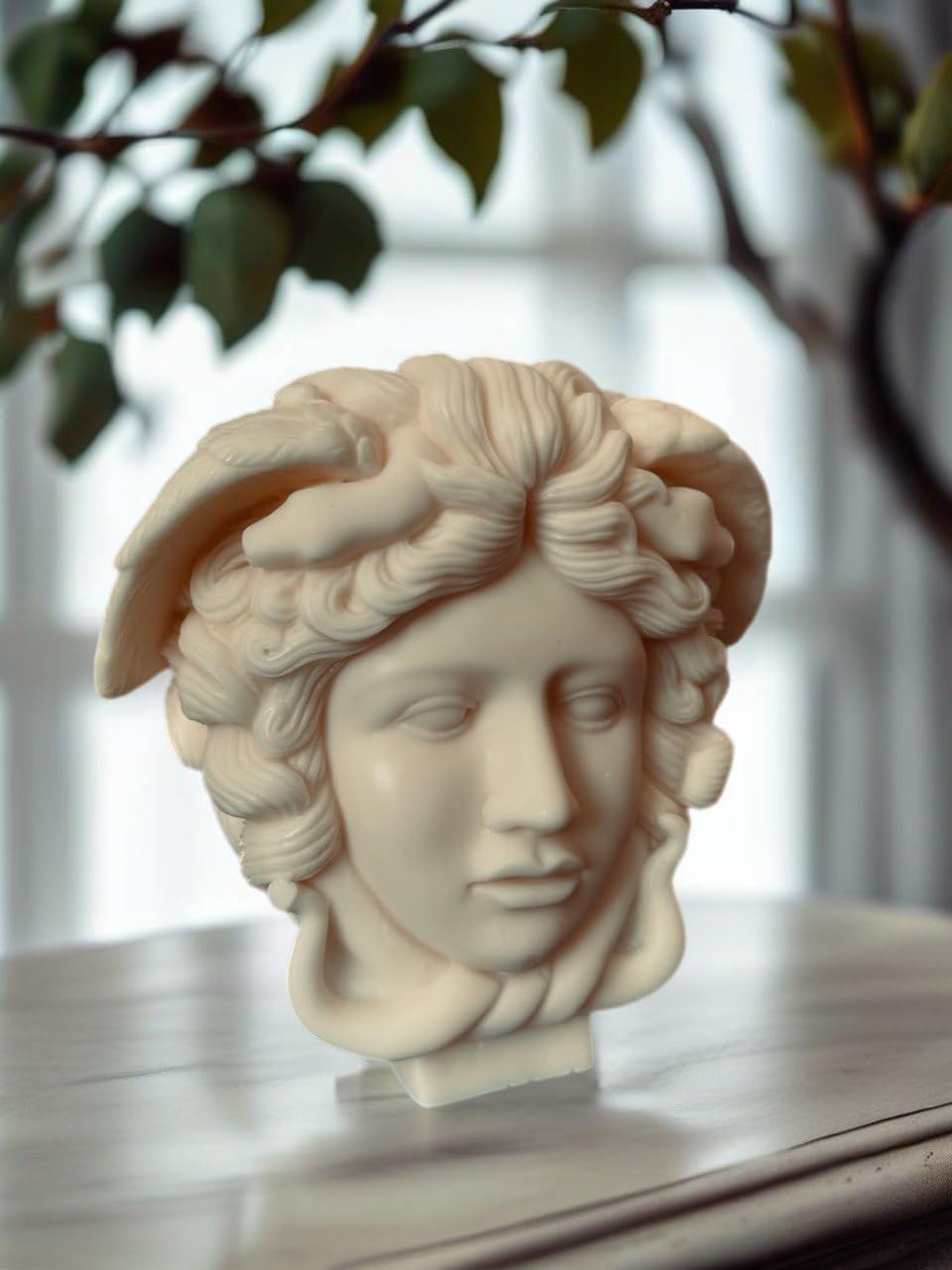Extra Large Medusa Candle 3 lb – Hand-Poured Soy Wax Sculptural Candle, Aesthetic Home Decor, Statement Decorative Gift (White Oak Vanilla)