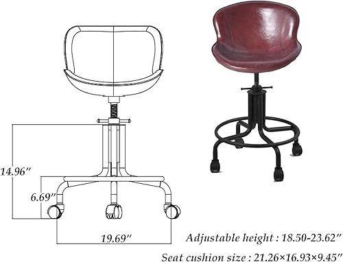 Miniatura 2 de Topower Diseño industrial antiguo metal altura ajustable cocina comedor desayuno silla estilo industrial taburete de bar totalmente soldado marrón