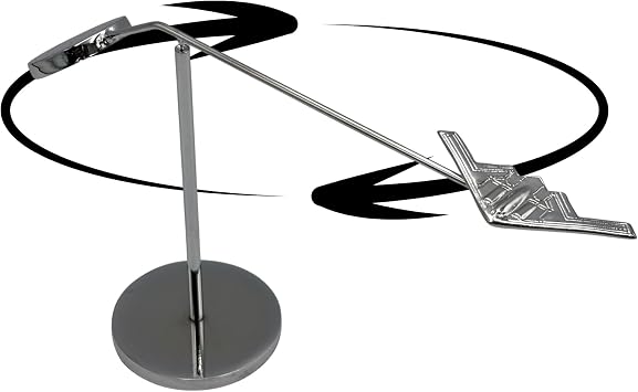 B-2 Stealth Bomber Rotating Model - Premium Chrome Aircraft Display Stand - 360 Balance Kinetic Sculpture - Military Aviation Desk Decor Collectible Gift