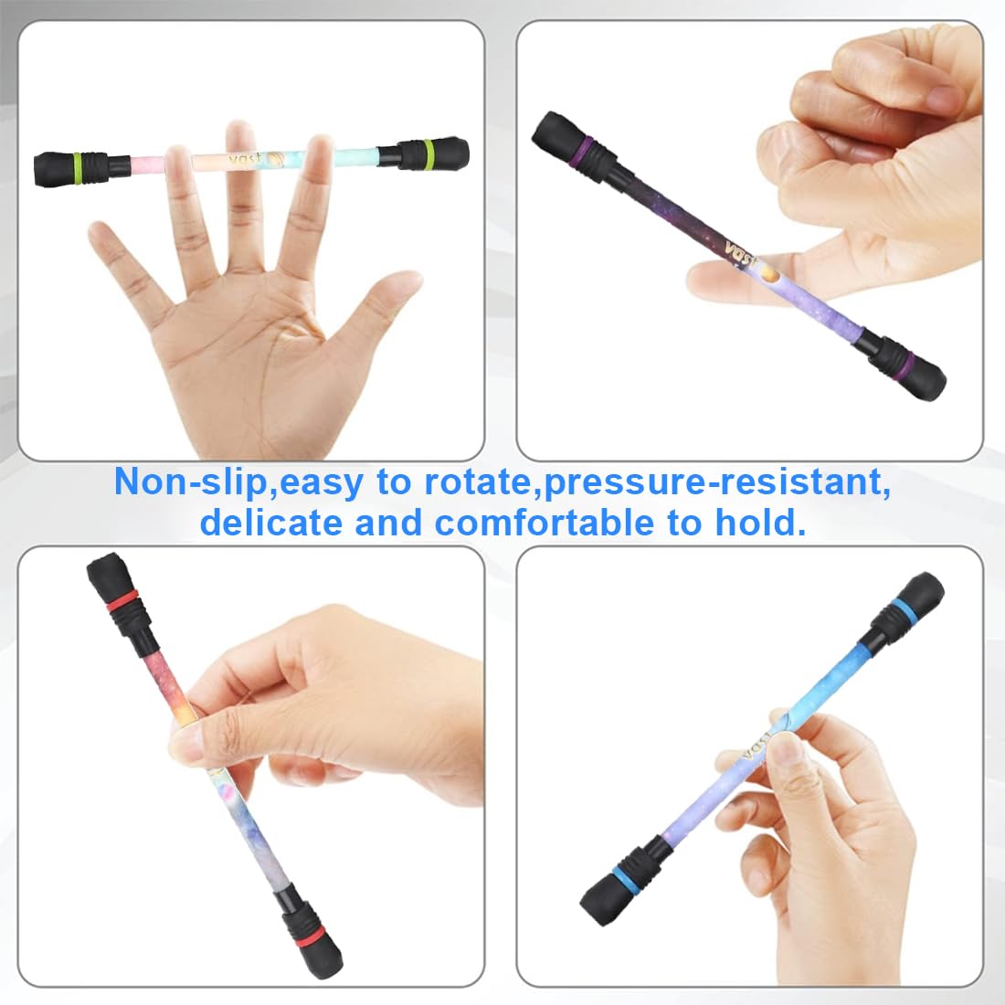 NHQZ Stylo Rotatif Antidérapant pour Spinning à Doigt Professionnel, Soulager le Stress - 4 Pièce