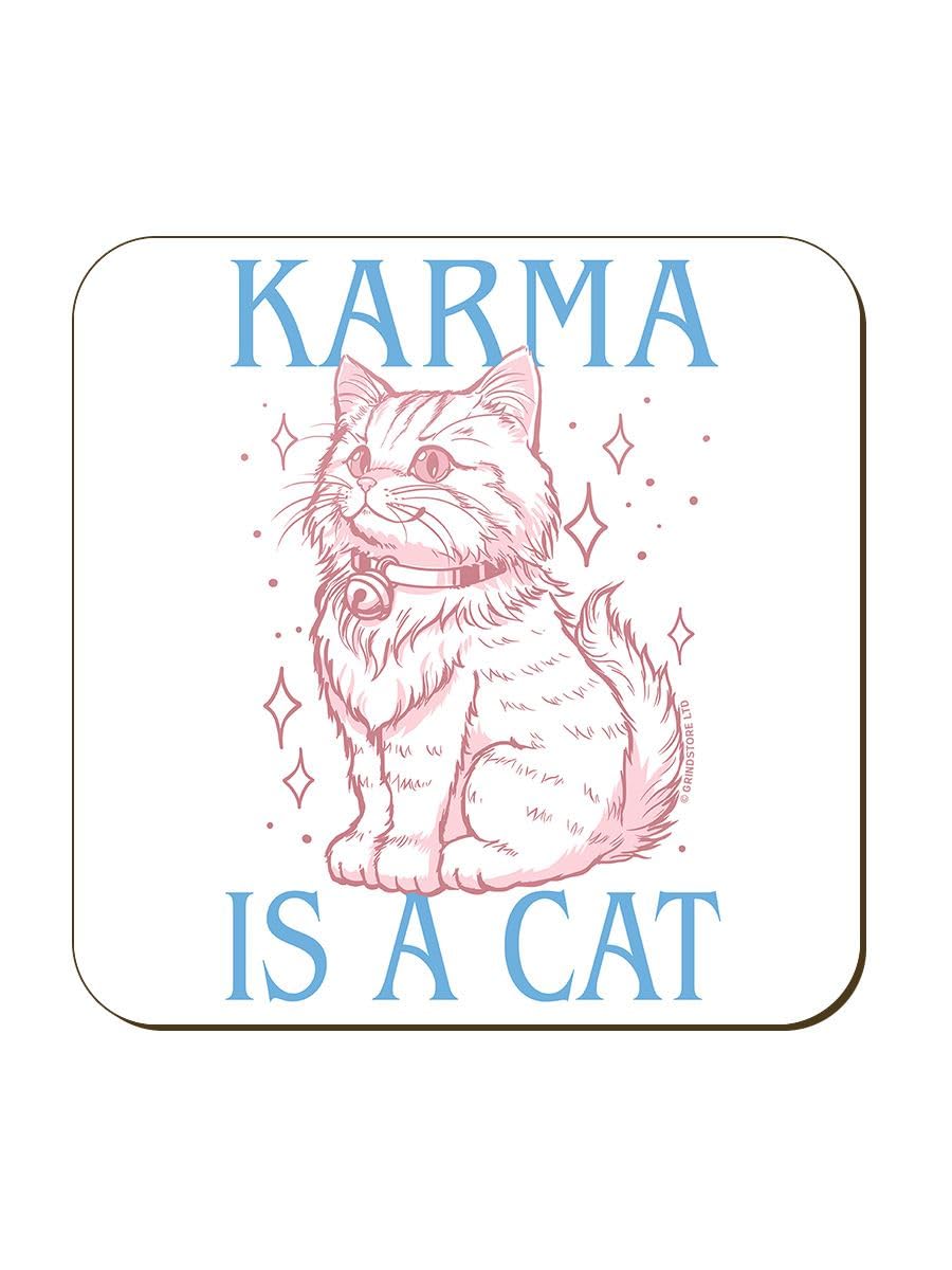 Grindstore Multicolour Karma Is A Cat Square Coaster