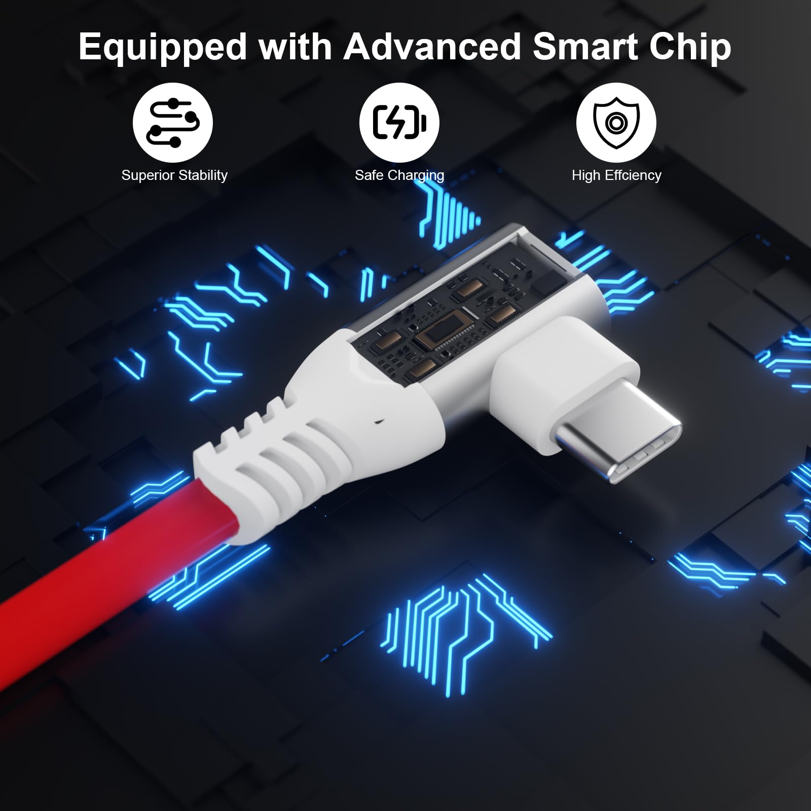 COOYA Supervooc USB-C-Ladekabel, 125 W, für OnePlus 10T, 9 Pro, Nord, 2T, 8T, 7T, 65 W, Warp Dash Charge, 1,8 m, Typ-C-Kabel, rechtwinklig, PD, Schnellladekabel, Datentransferkabel für iPhone/Samsung