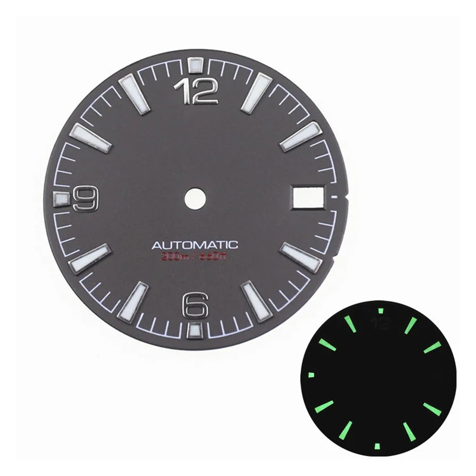 Cadran NH35 montre 28.5mm vert C3 lumineux accessoire mod 3.8h