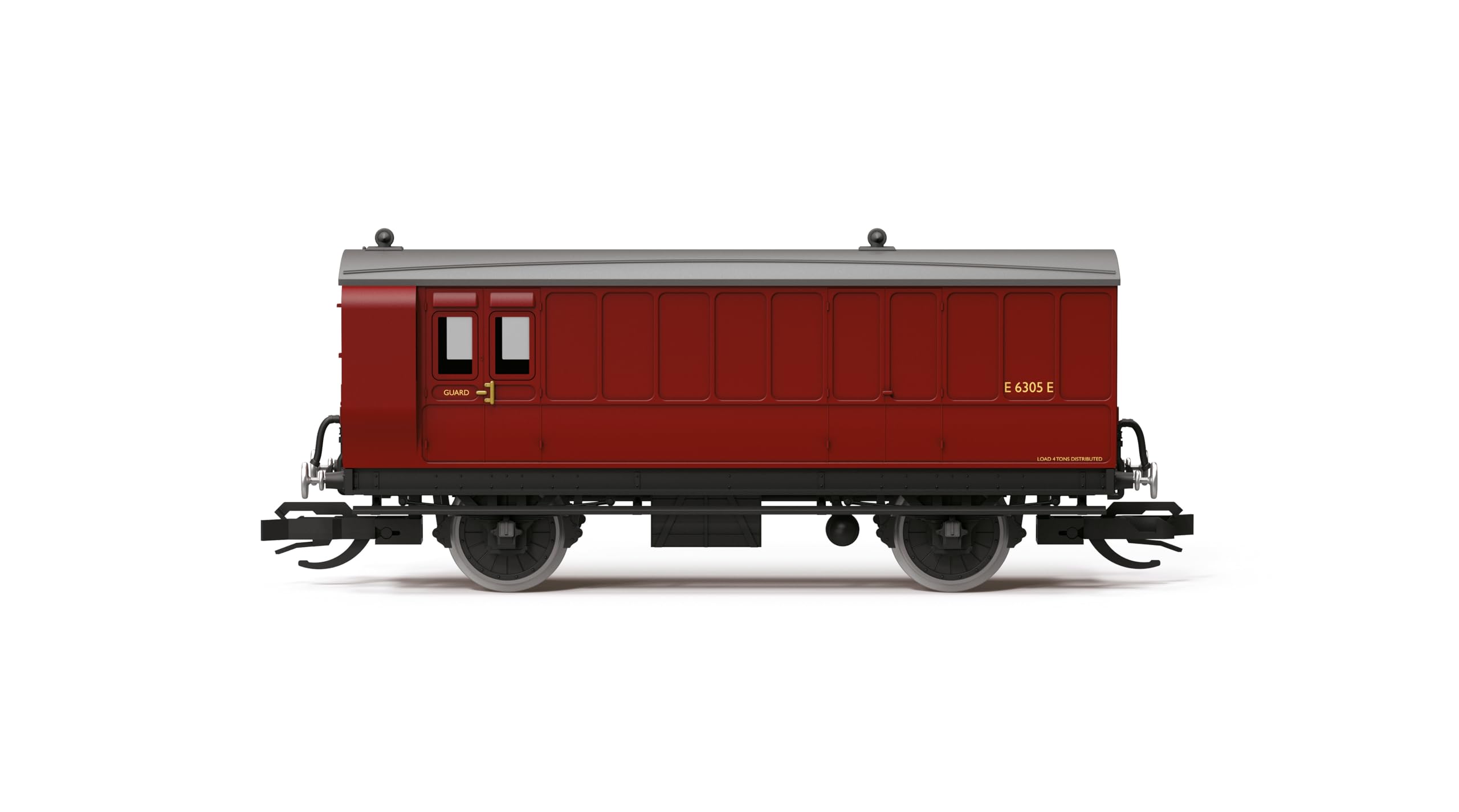 Hornby - TT TT4062 BR 4 Wheel Coach 3rd Class Brake Baggage, Red