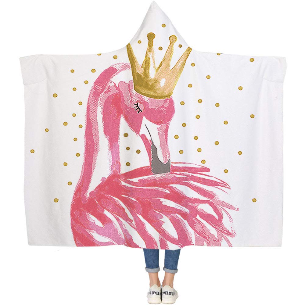 Couverture Sherpa à capuchon flamant rose pour des pauses déj ultra douillettes