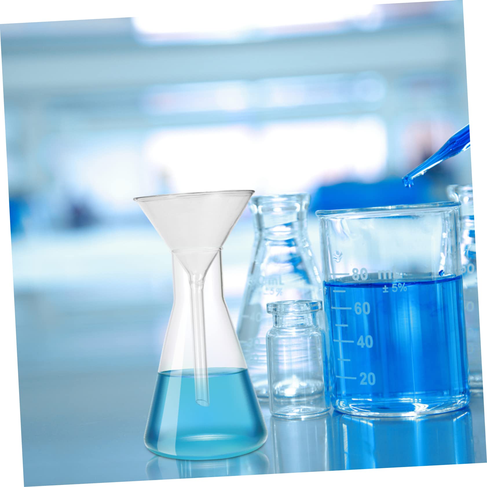 Amosfun 8 Piezas embudo botellas de agua material de laboratorio herramienta multiusos experimentos colador equipos de laboratorio herramienta resistente a la temperatura Vidrio