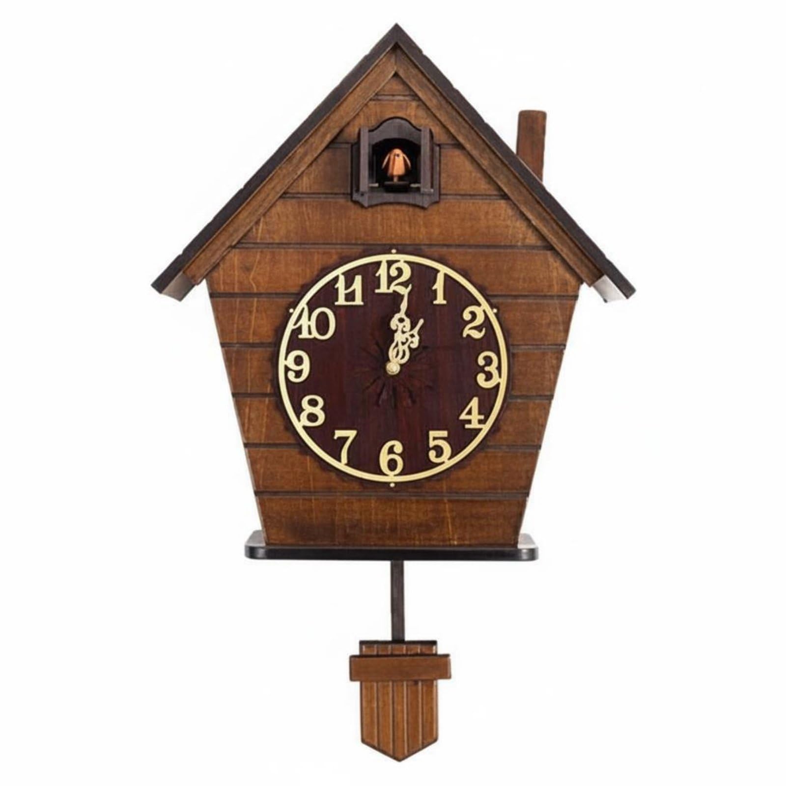 Homyl Orologio a Cucù Orologio da Parete Orologio a Pendolo Orologio in Legno con Design Casetta con Quadrante 17cm Silenzioso Chime Notturno Adatto per, Legno, Piatto Amu