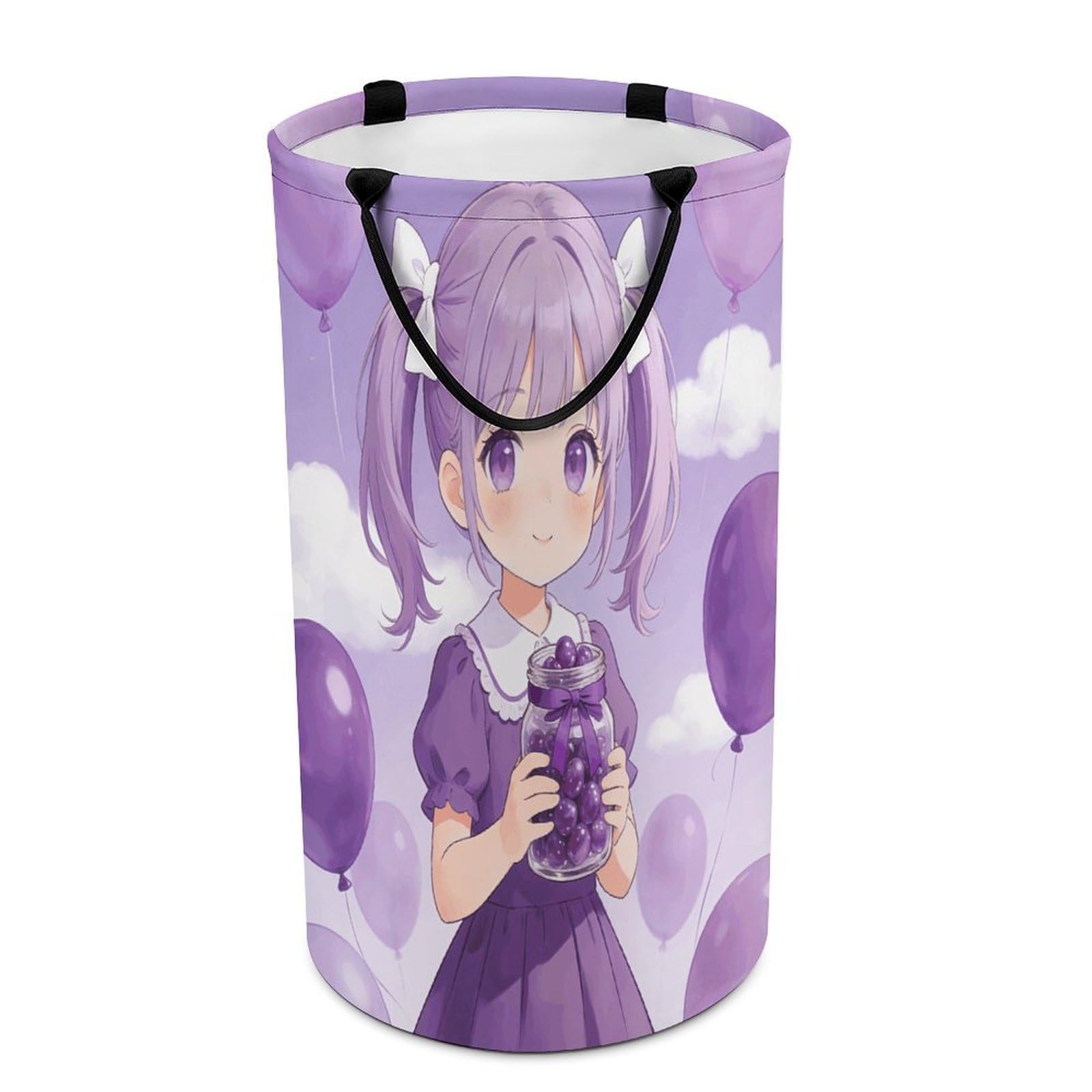 Violet Laundry Hamper Waterproof Polyester Laundry Baskets Collapsible Dirty Clothes Storage Basket Clothes Hampers with Sturdy Handles for Travel Bedroom