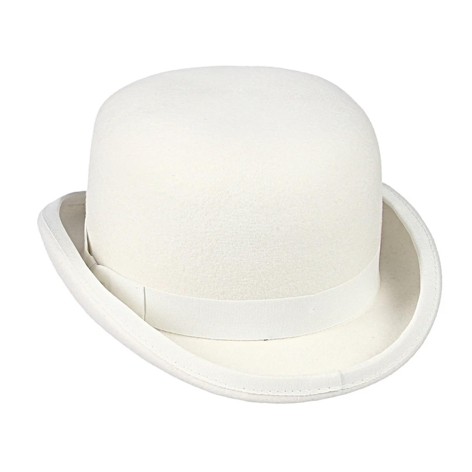 Melone Hut Filz Weiß Bowler Hut for Männer/Frauen Satin Gefüttert Party Formale Fedora Kostüm Zauberer Kappe