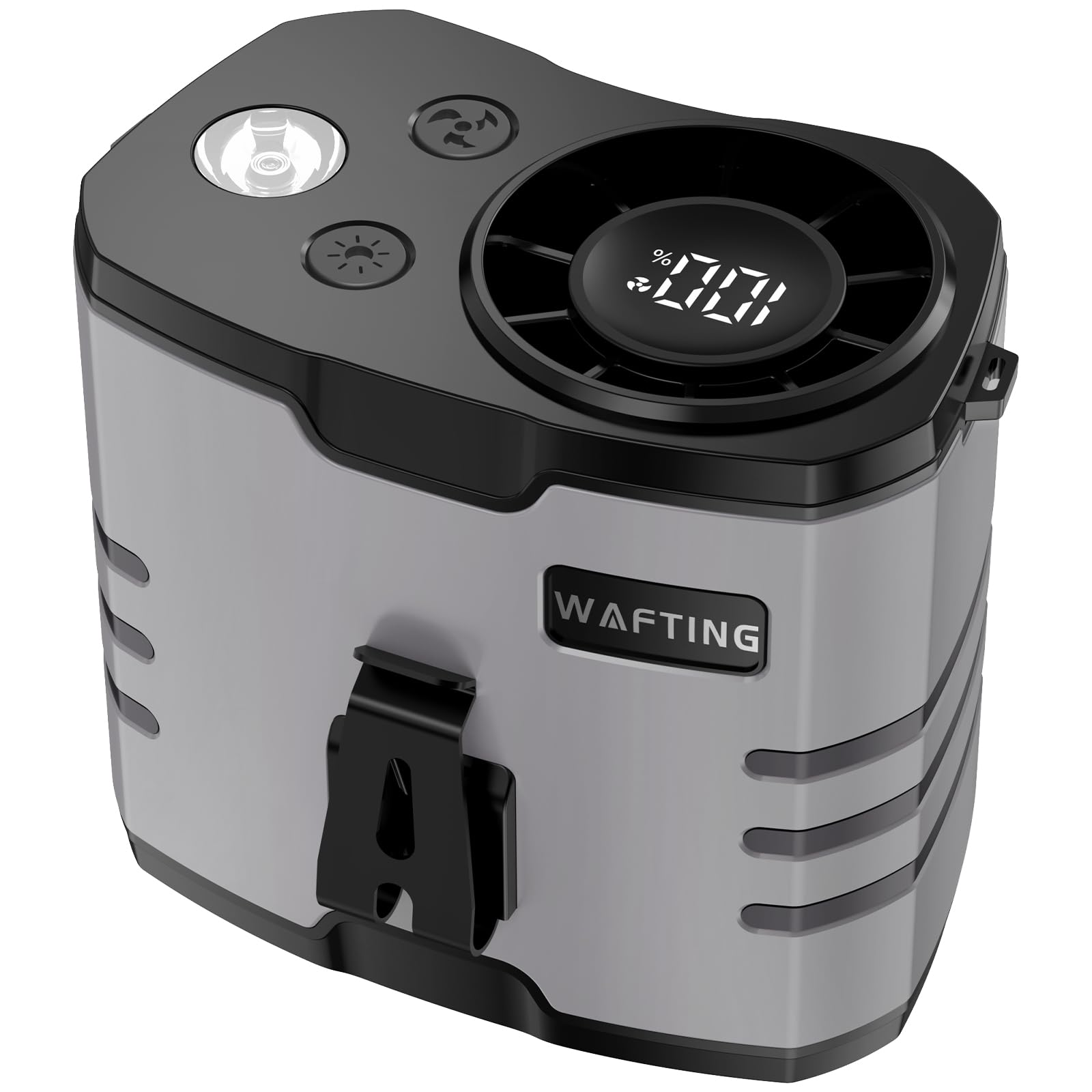 WAFTING Ventilatore a vita portatile – batteria ad alta capacità da 10000 mAh, 10 impostazioni di velocità regolabili, luci LED, ricarica di tipo C (Grigio)