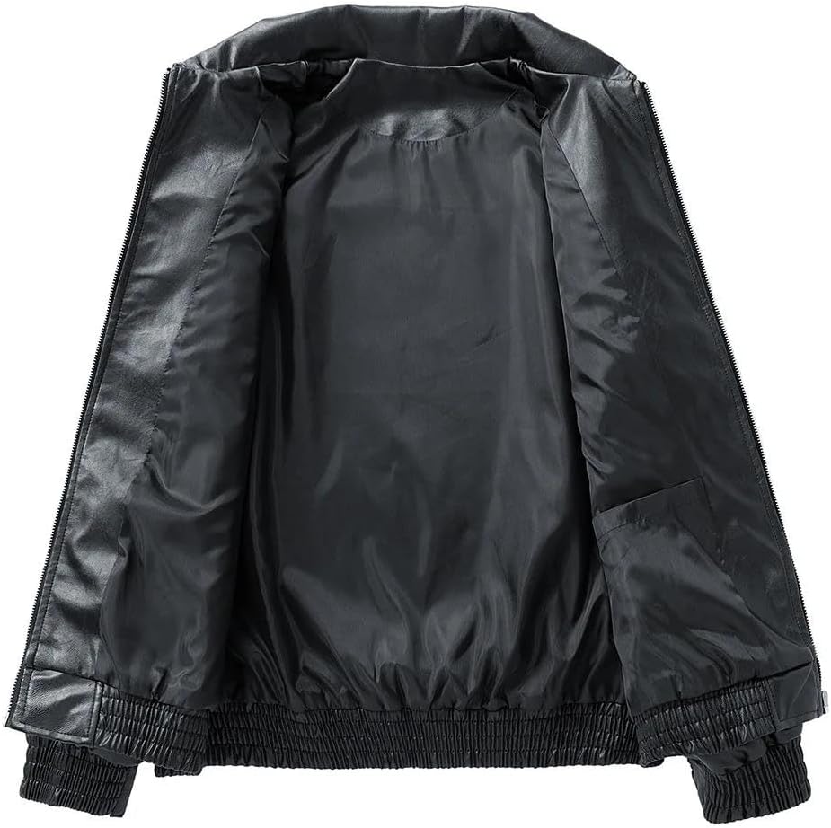 Mens Spring Fashion Faux Leather Jacket Classic Motorcycle Style Soft Pu Leather Comfort Coat