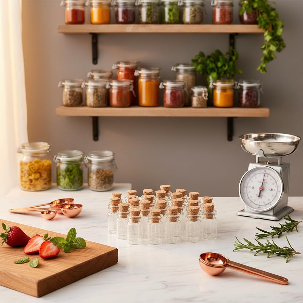 100pcs 0.5ml Cute Mini Glass Bottle With Corks Transparent Empty Small Wishing Bottle Decoration Crafts Glass Vials Jars (0.5ml (10x18x5mm)) image 4