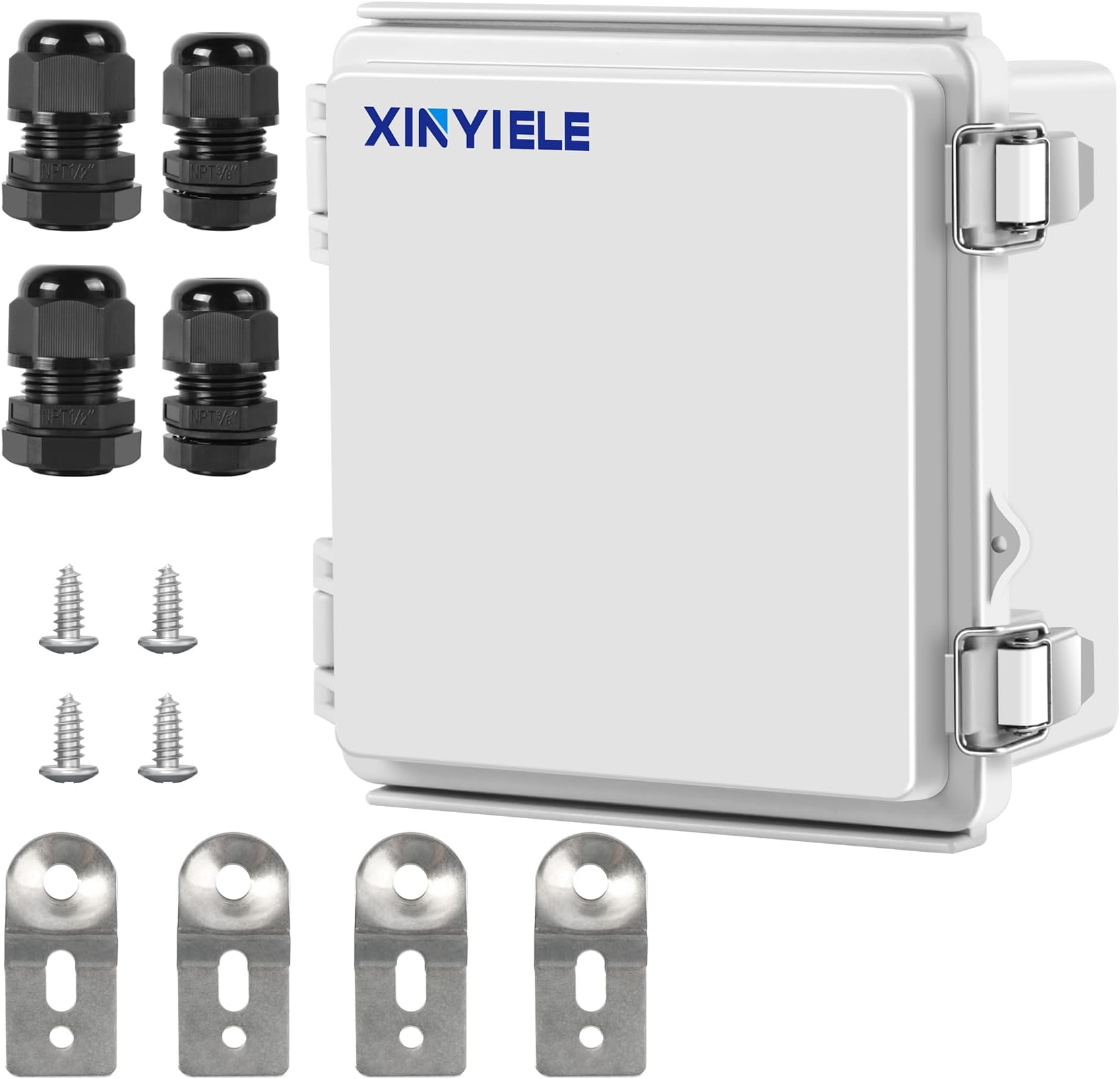 Waterproof Outdoor Project ABS Plastic Junction Box IP67 Weatherproof Dustproof Enclosure with Hinged Cover, Mounting Plate,Wall Brackets for Power Project (5.9"X5.9"X3.5")