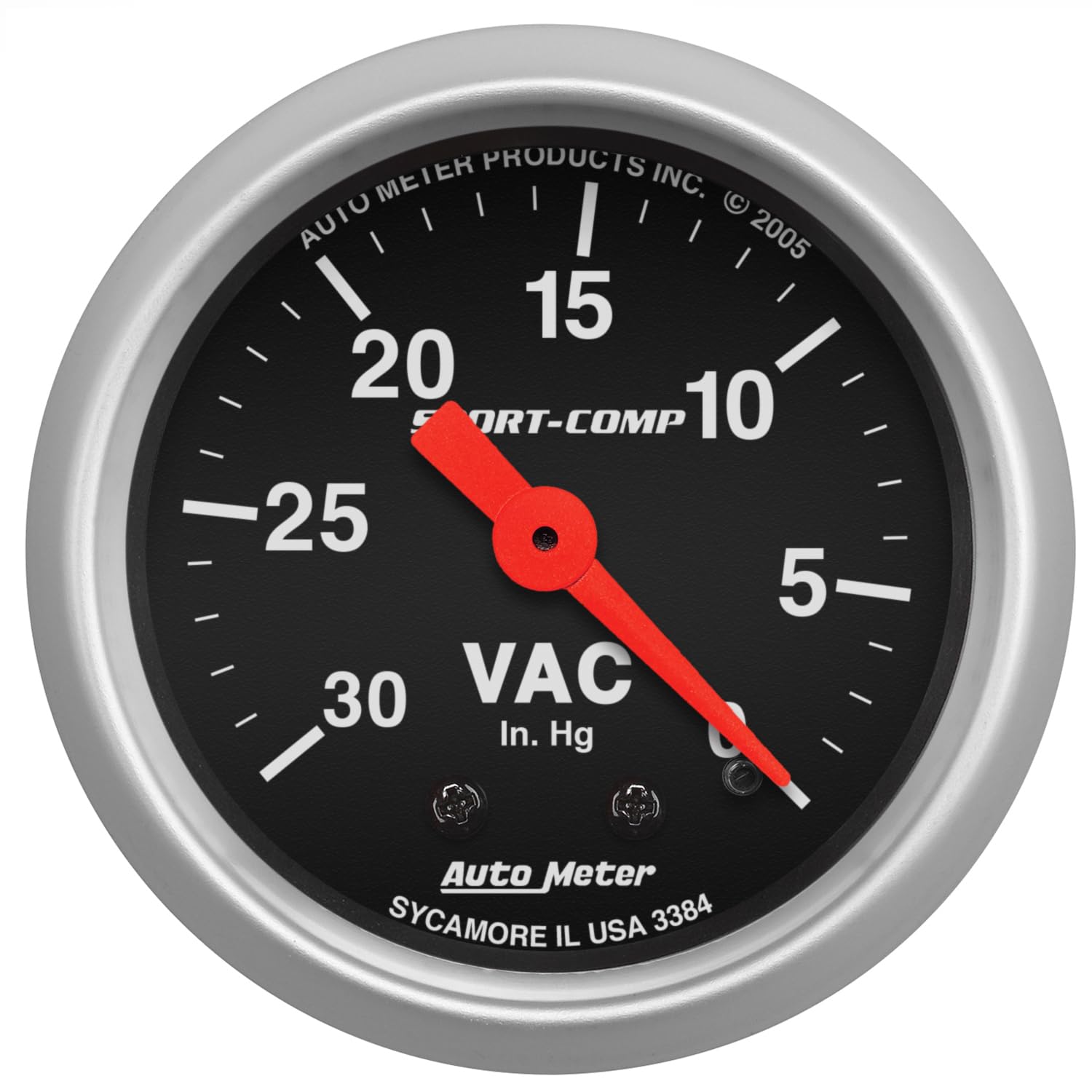Auto Meter 3384 Sport-Comp Mechanical Vacuum Gauge, Regular, 2.3125 in.