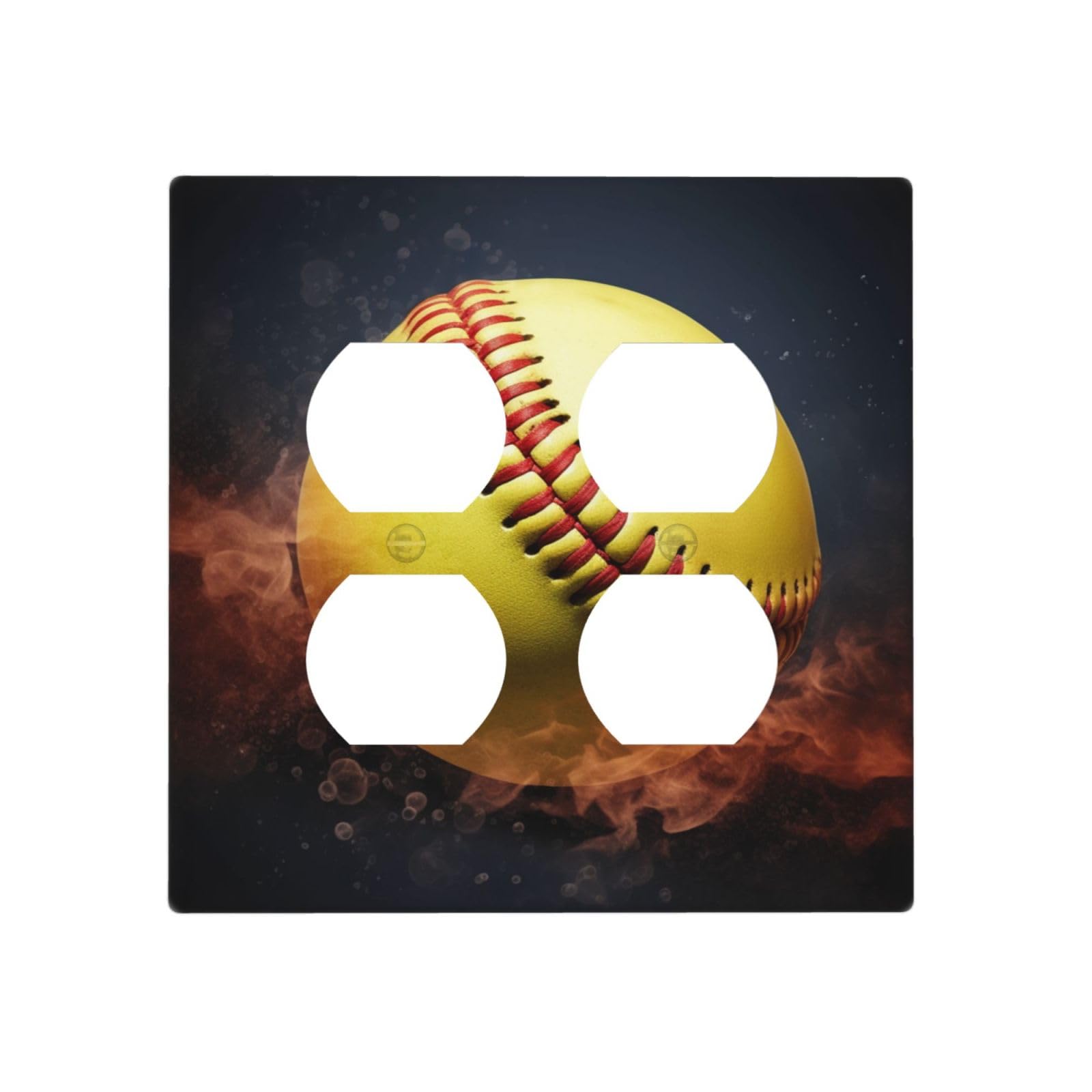 Decorator Wall Plate 2 Gang Light Switch Covers Softball Wallplate Double Toggle Switch Plate Standard Size Electrical Outlet Covers Decorative Wall Switch Plate Cover
