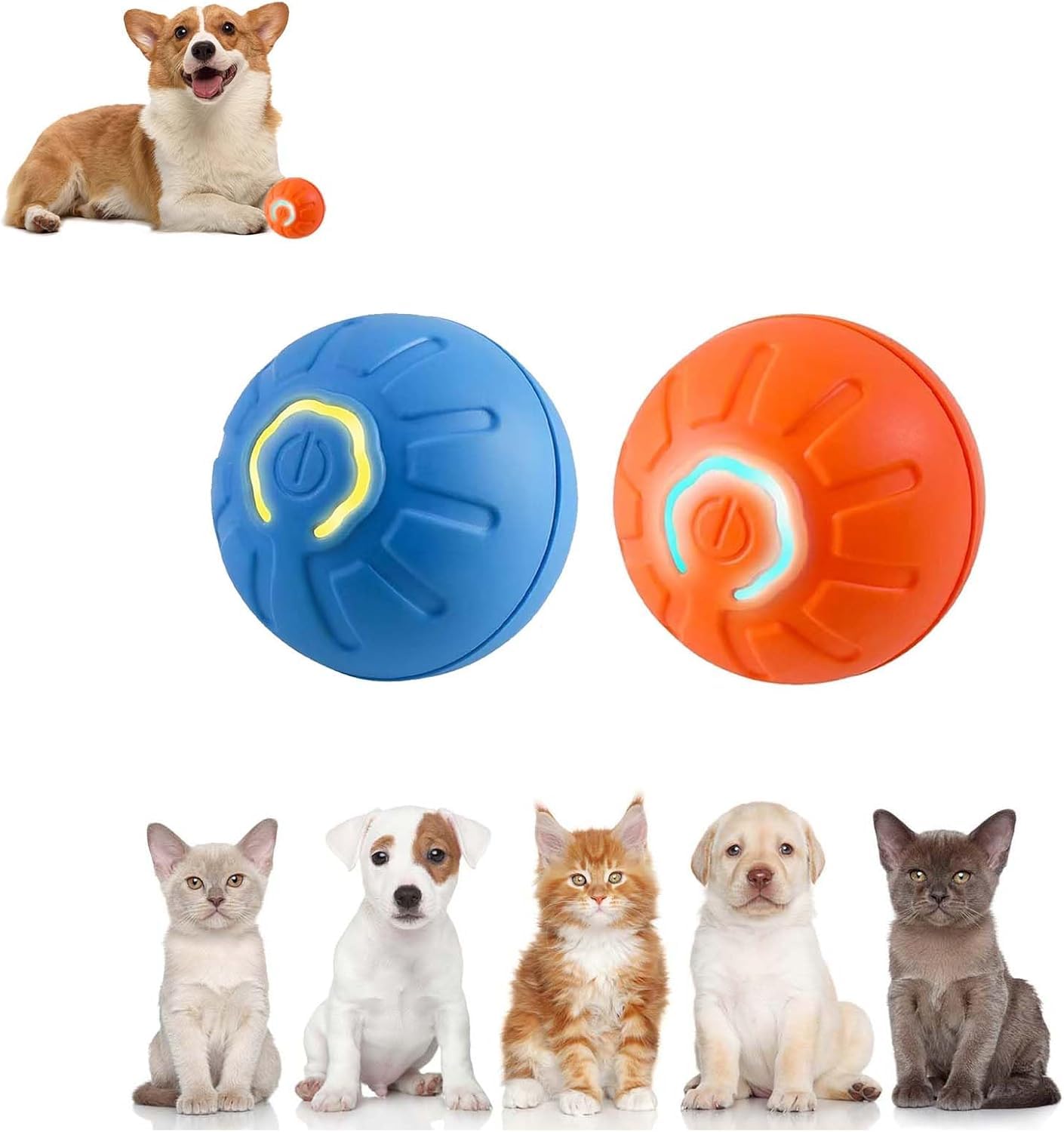 KDIRST 2025 New Interactive Dog Toys Dog Balls,Durable Motion Activated Automatic Rolling Ball Toys for/Small/Medium Dogs (2pc)